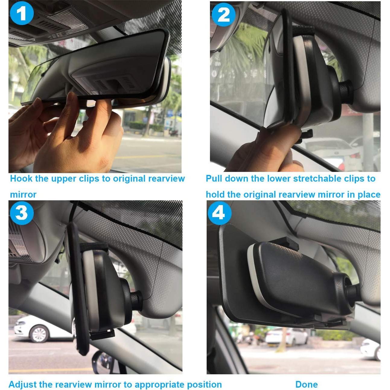 Espejo Retrovisor Panorámico Kitbest 29 cm Convexo Ajustable