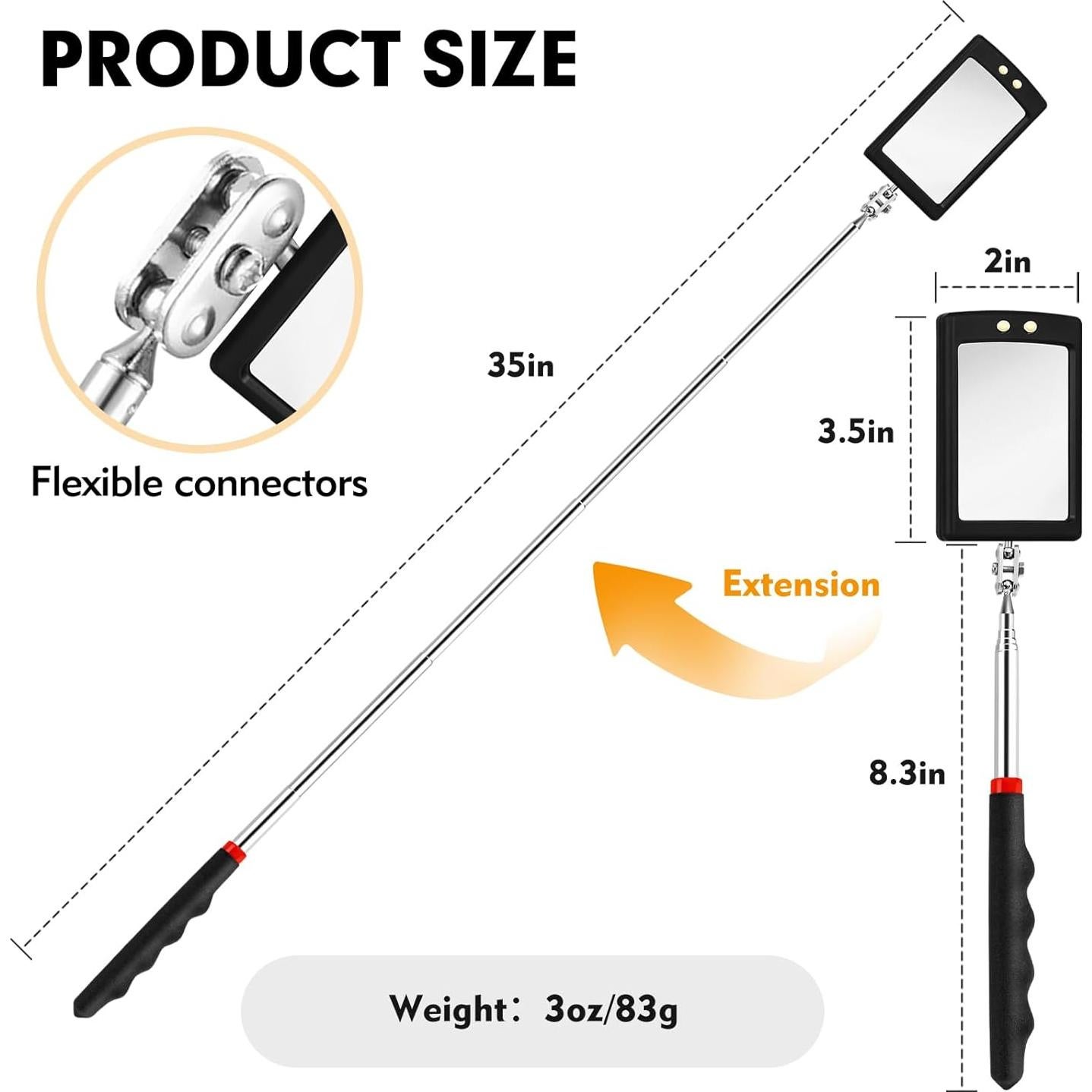 Espejo de Inspección Telescópico CdbC 30-89 cm LED 360°