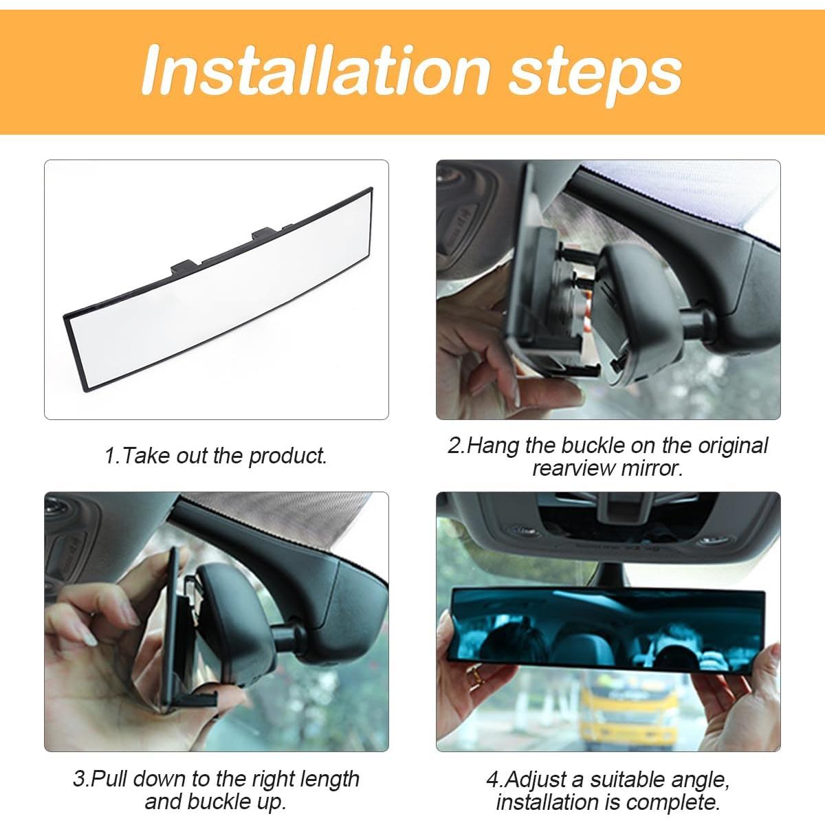 Espejo Retrovisor Convexo Panorámico Osilly 30.7x7.9cm Blanco
