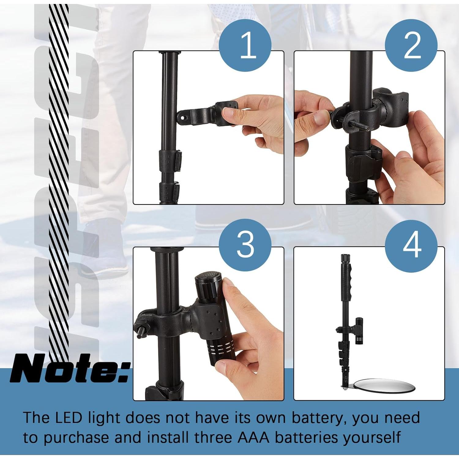 Espejos de Inspección Bajo Vehículo Barydat 8" Telescópico LED
