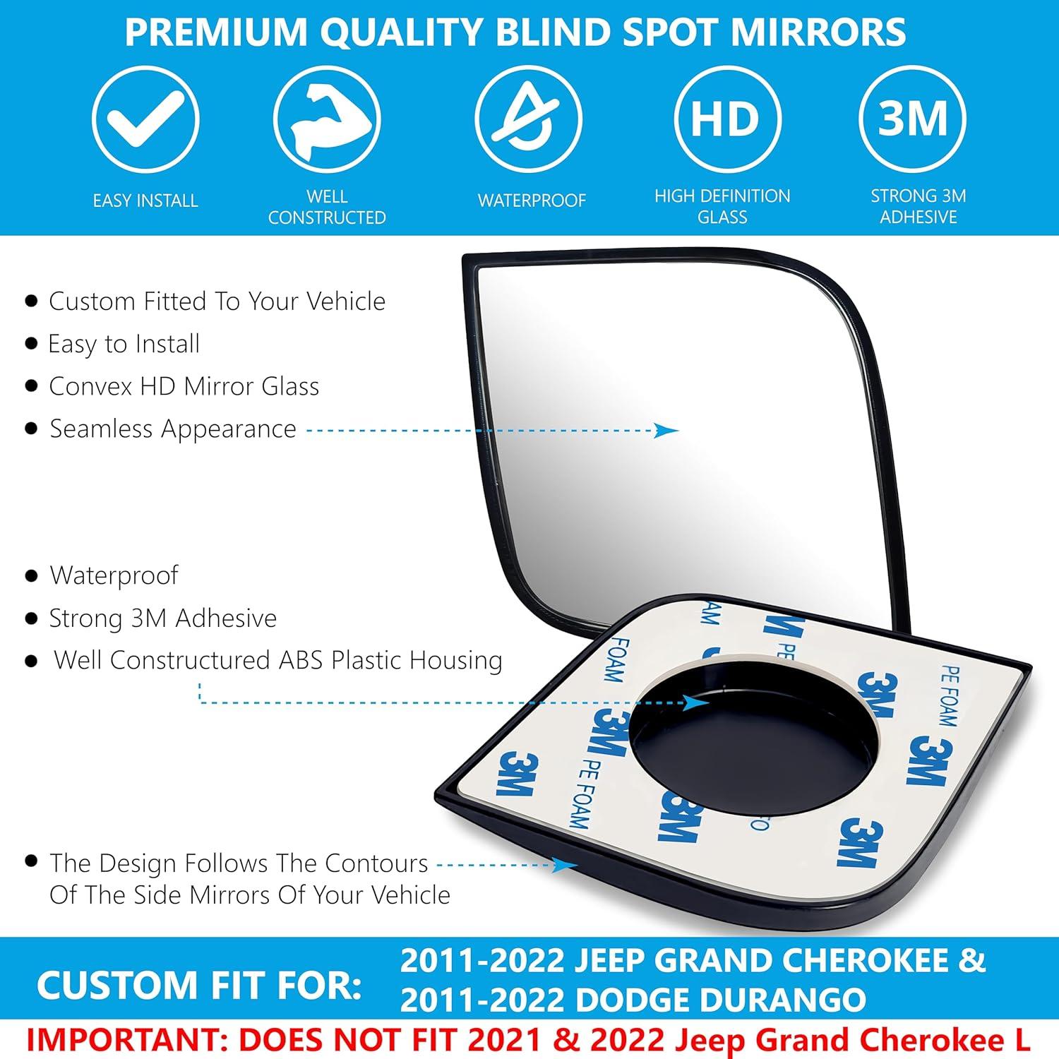 Espejos Convexos Adhesivos VrooeCoe para Jeep y Dodge 2011-2022