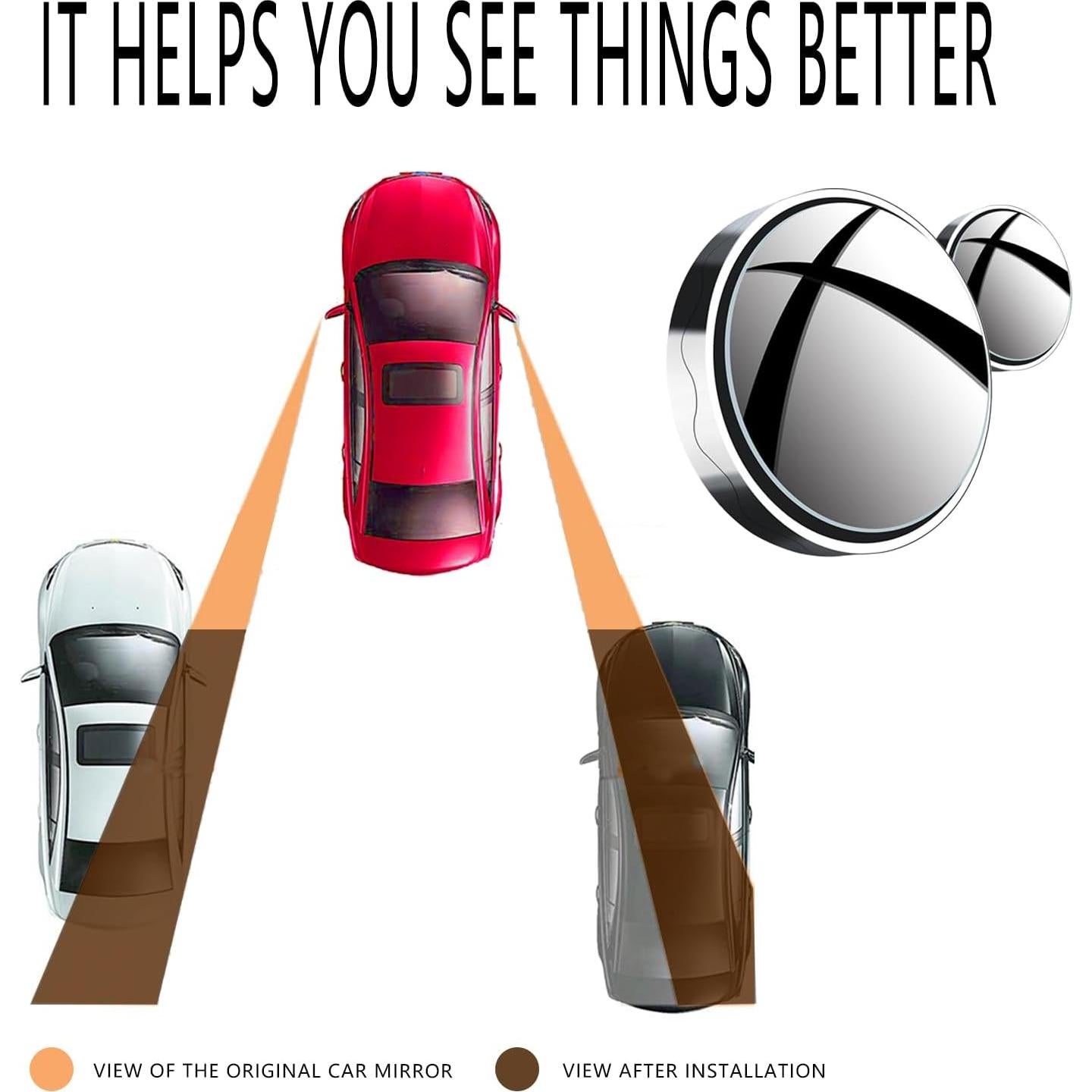 Espejo de Punto Ciego Luminuti Redondo Ajustable HD - 2 Piezas