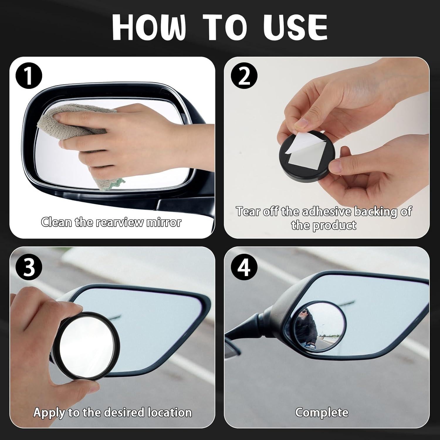 Espejos de Punto Ciego Yuomeaz - 2 Piezas, 5 cm, Negro