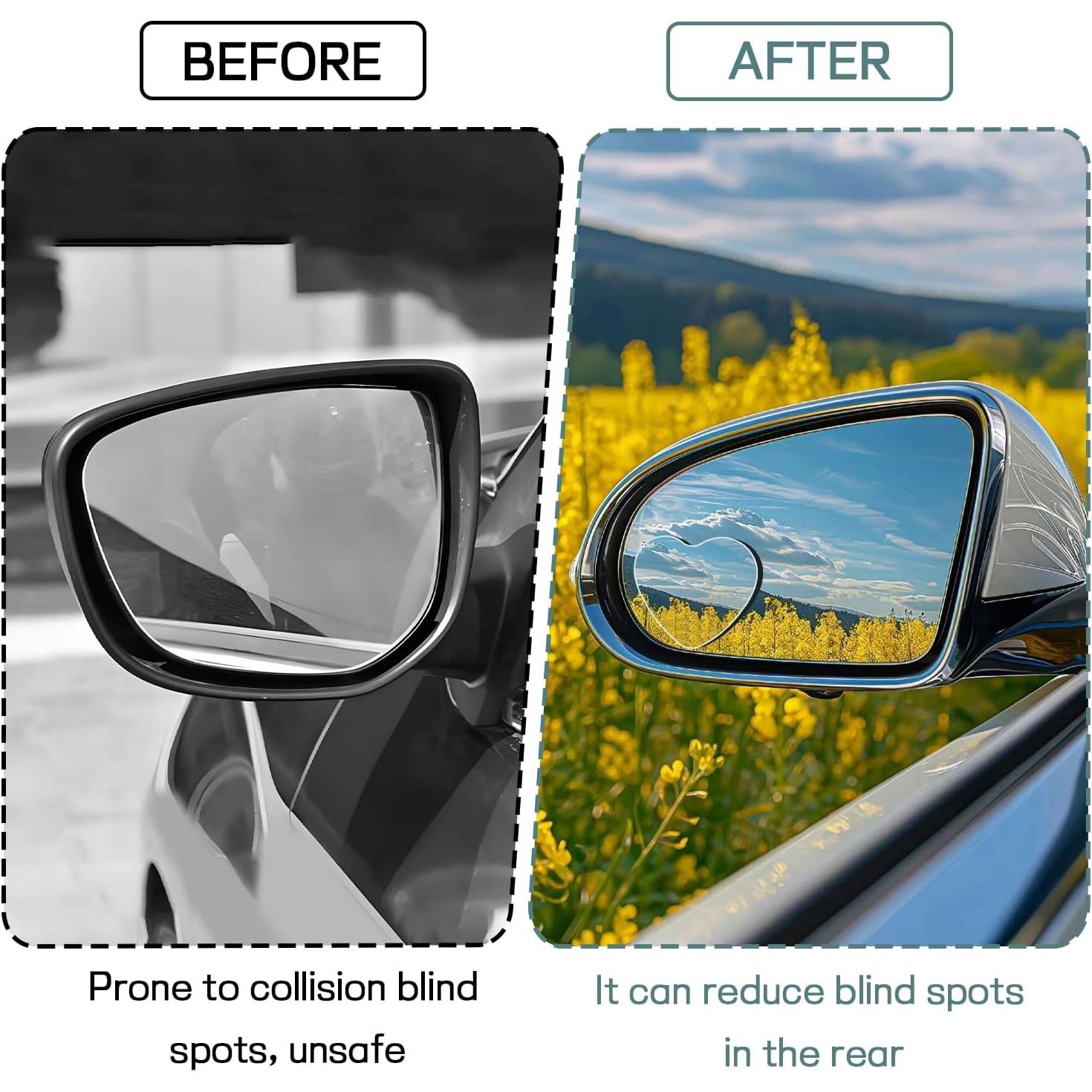 Espejo de Punto Ciego Hbxdeco Corazón 2PCS Ajustable 360°