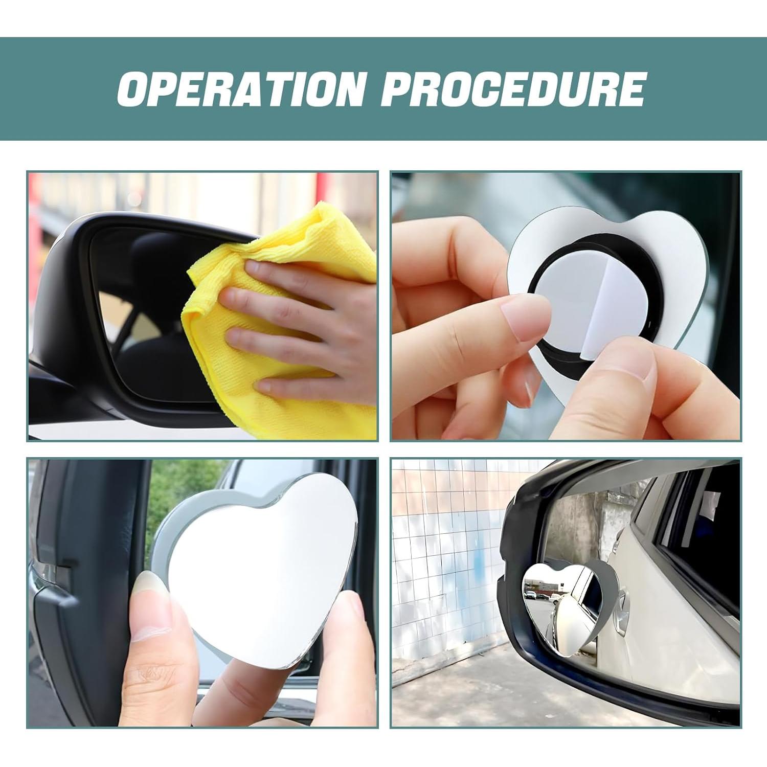 Espejo de Punto Ciego Hbxdeco Corazón 2PCS Ajustable 360°