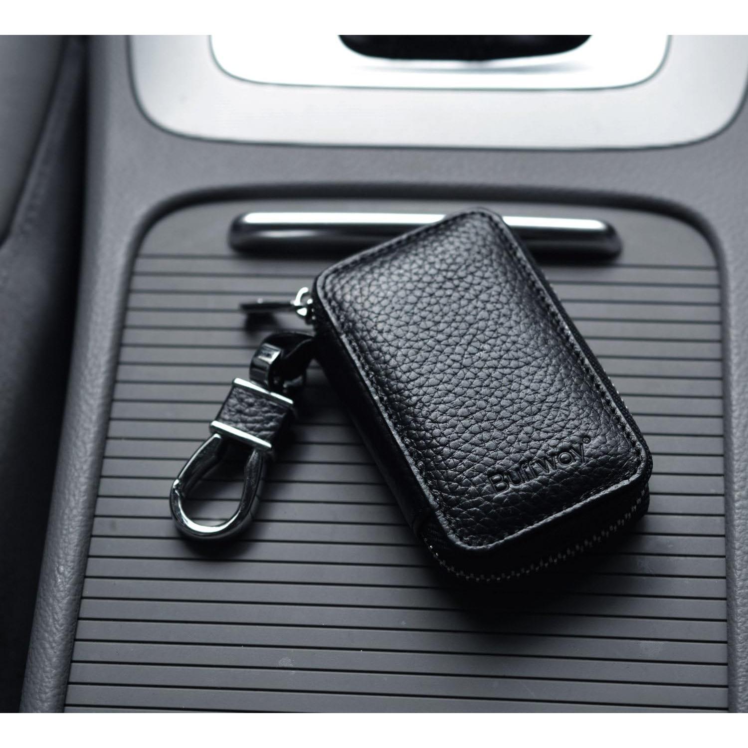 Funda de Llave de Coche Buffway de Cuero Genuino - Negro