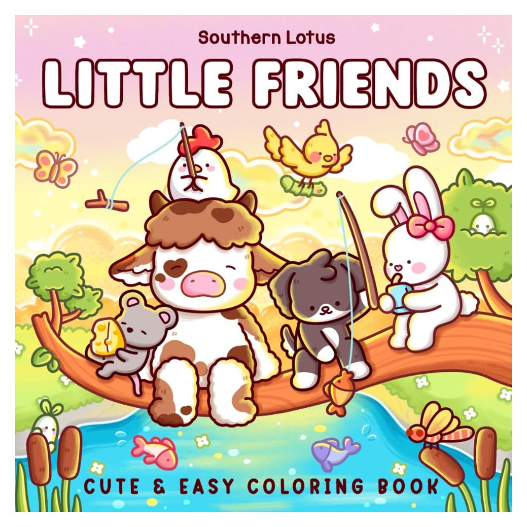 Little Friends: Coloring Book for Adults and Teens Featuring Fuzzy Animal Characters and Cute Besties in Cozy Moments and Daily Adventures for Relaxation (Cute & Easy Coloring)
