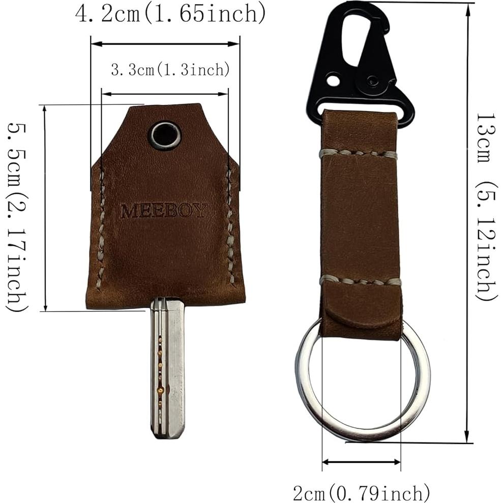 Llavero de cuero pequeño hecho a mano marrón - Funda protectora