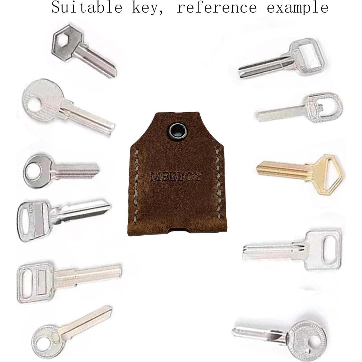 Llavero de cuero pequeño hecho a mano marrón - Funda protectora