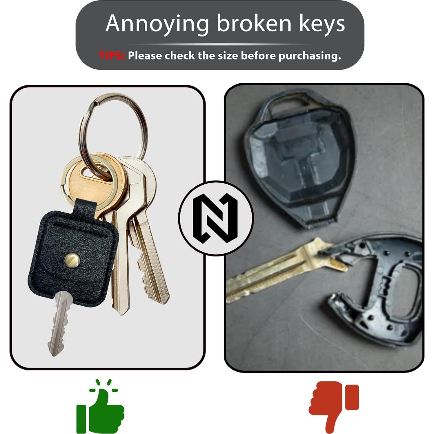 Funda de Llave de Cuero Negro para Coche y Casa - Unisex