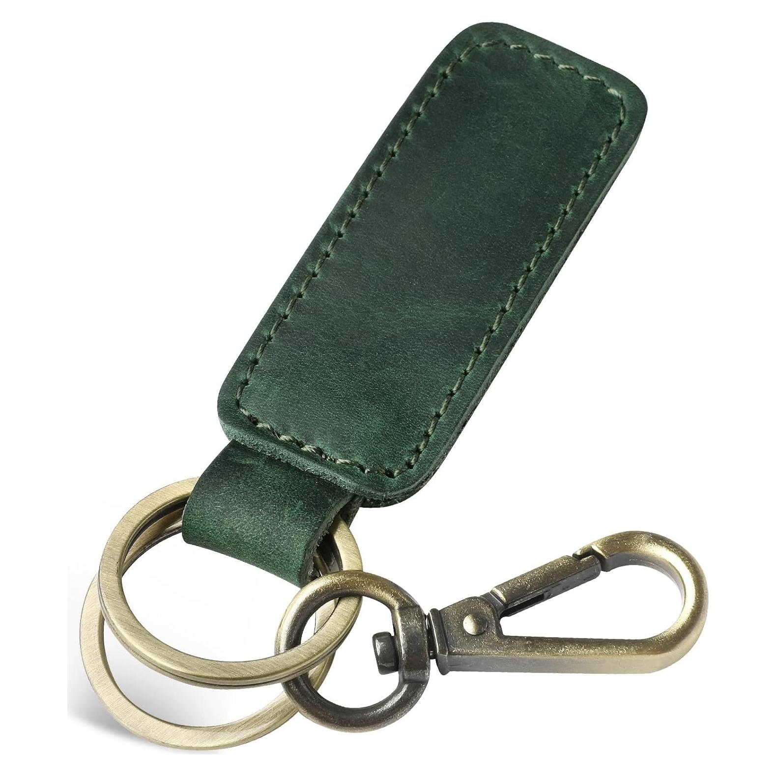 Jack&Chris Genuine Leather Car Keychain, Universal Key Fob Keychain, Leather Key Chain Holder for Men and Women, JC306