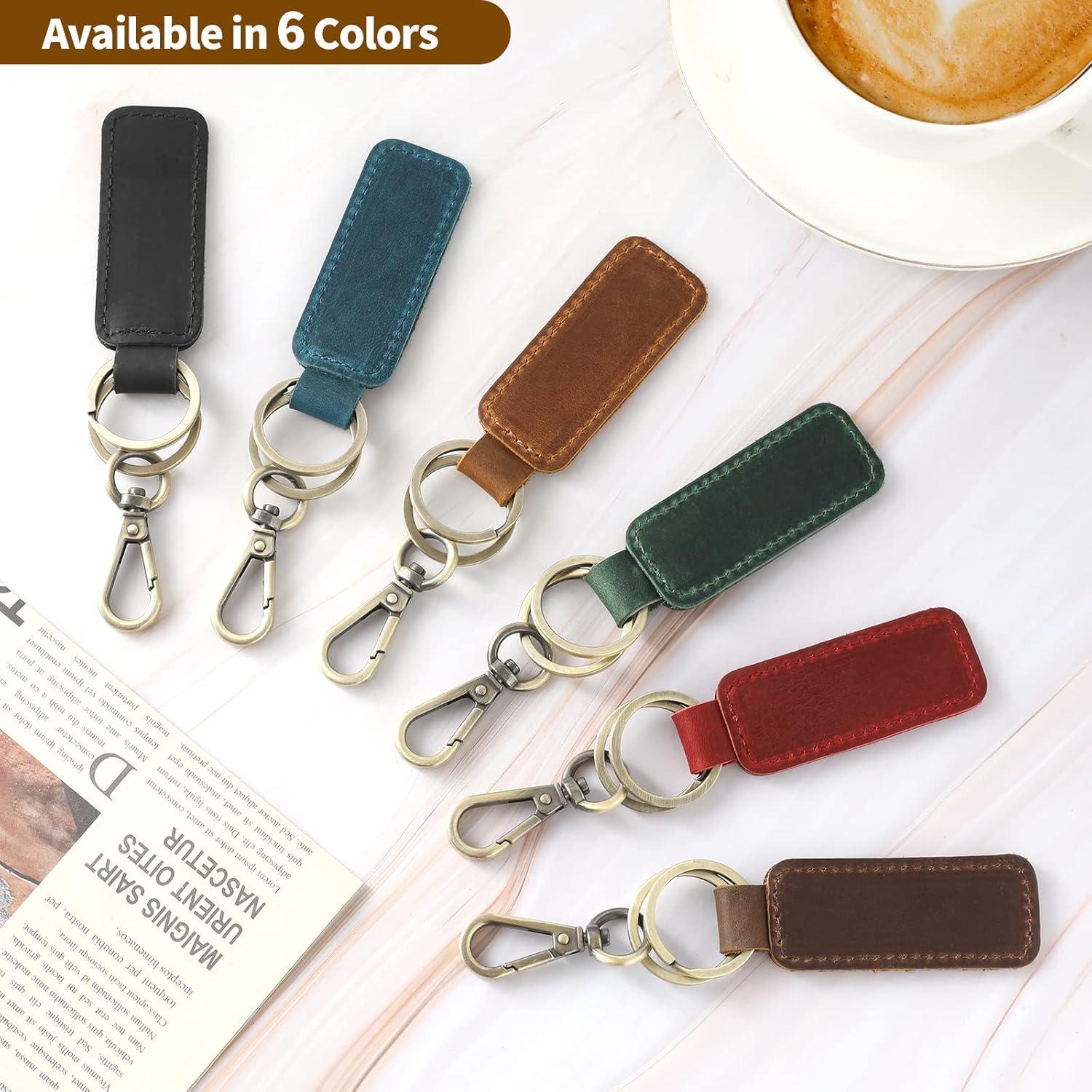 Jack&Chris Genuine Leather Car Keychain, Universal Key Fob Keychain, Leather Key Chain Holder for Men and Women, JC306