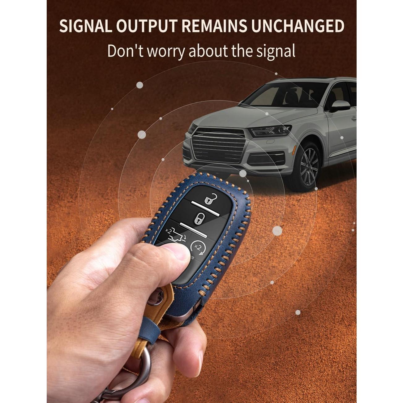 Funda de Llave de Cuero YINEOR para Dodge Ram 2019-2024 Azul