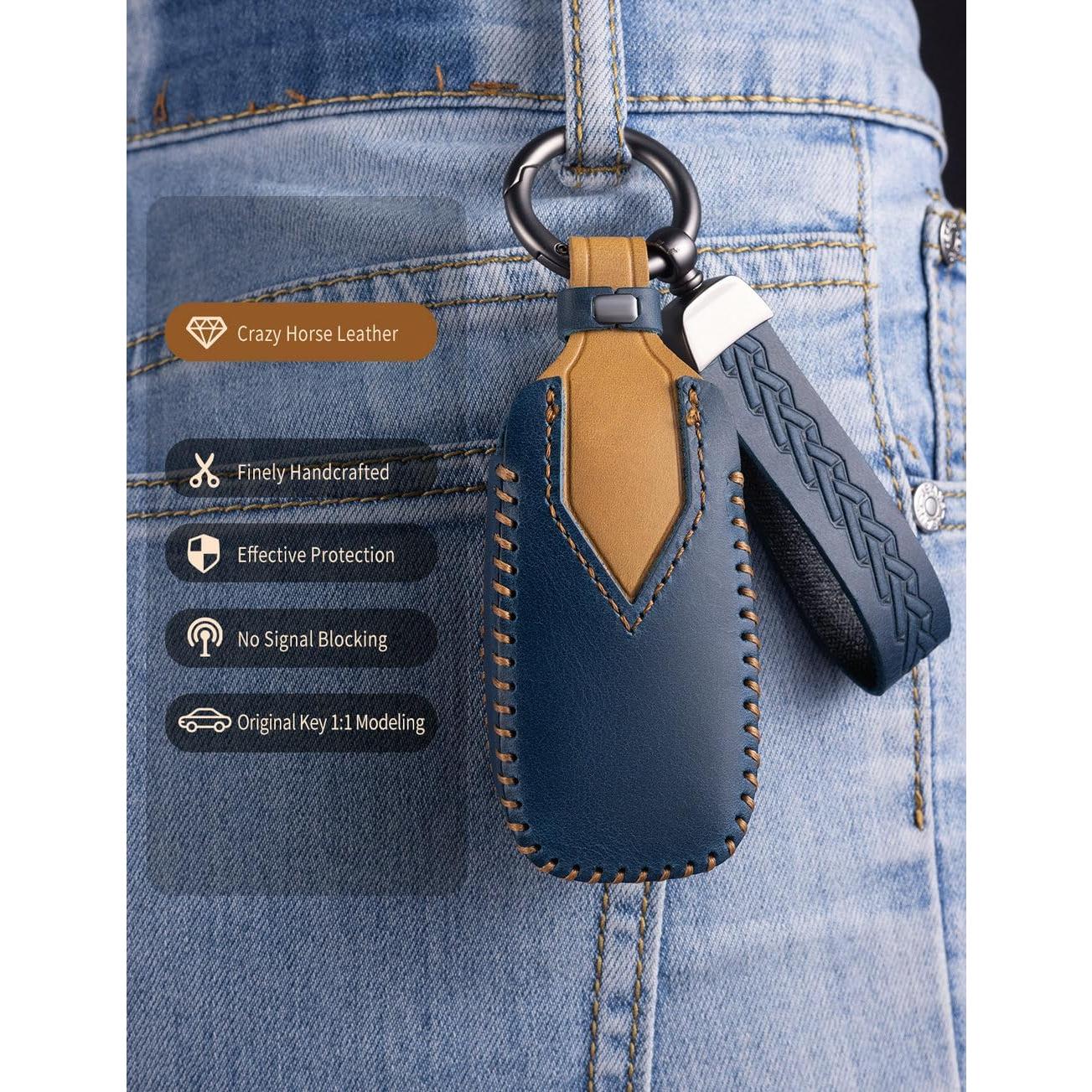 Funda de Llave de Cuero YINEOR para Dodge Ram 2019-2024 Azul