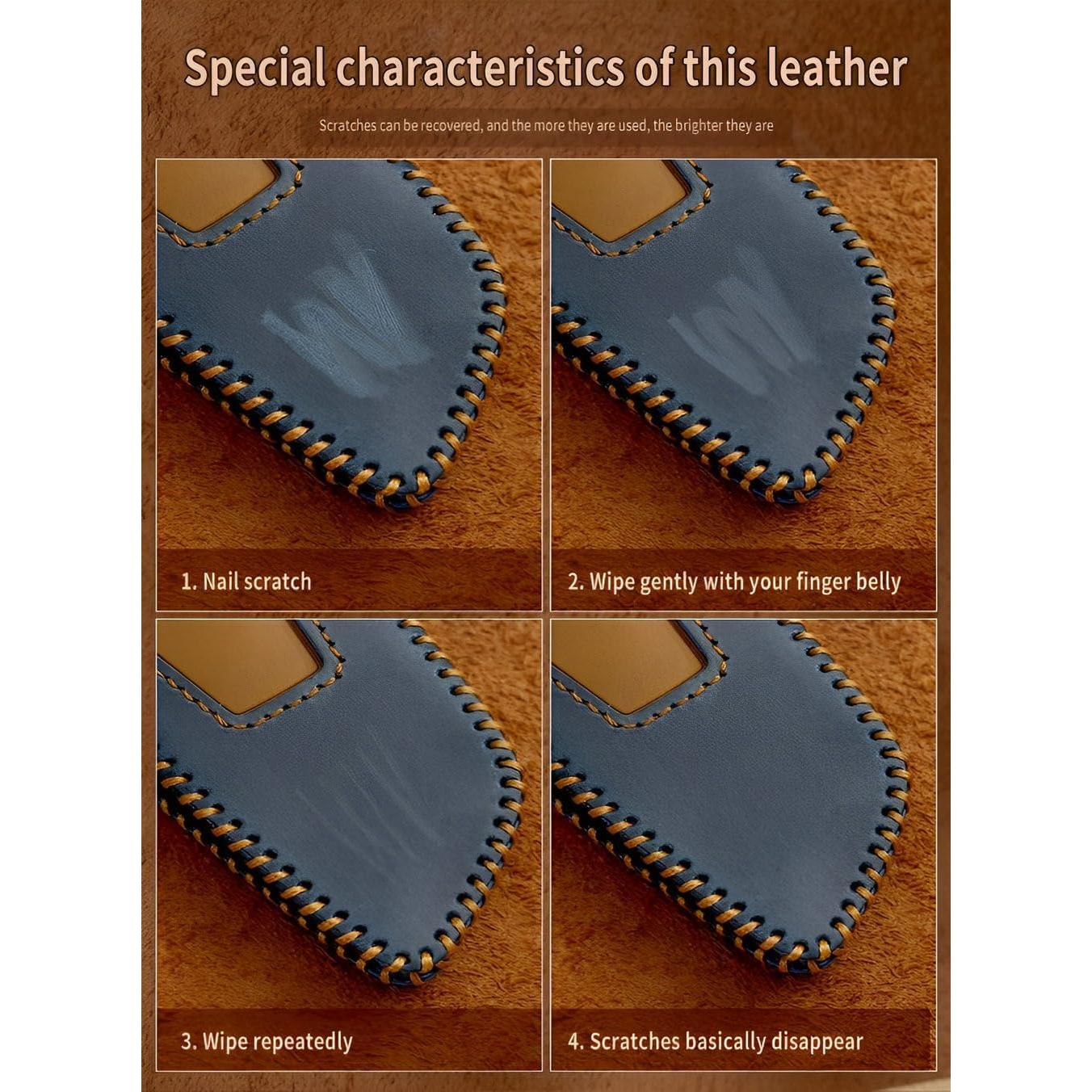 Funda de Llave de Cuero YINEOR para Dodge Ram 2019-2024 Azul