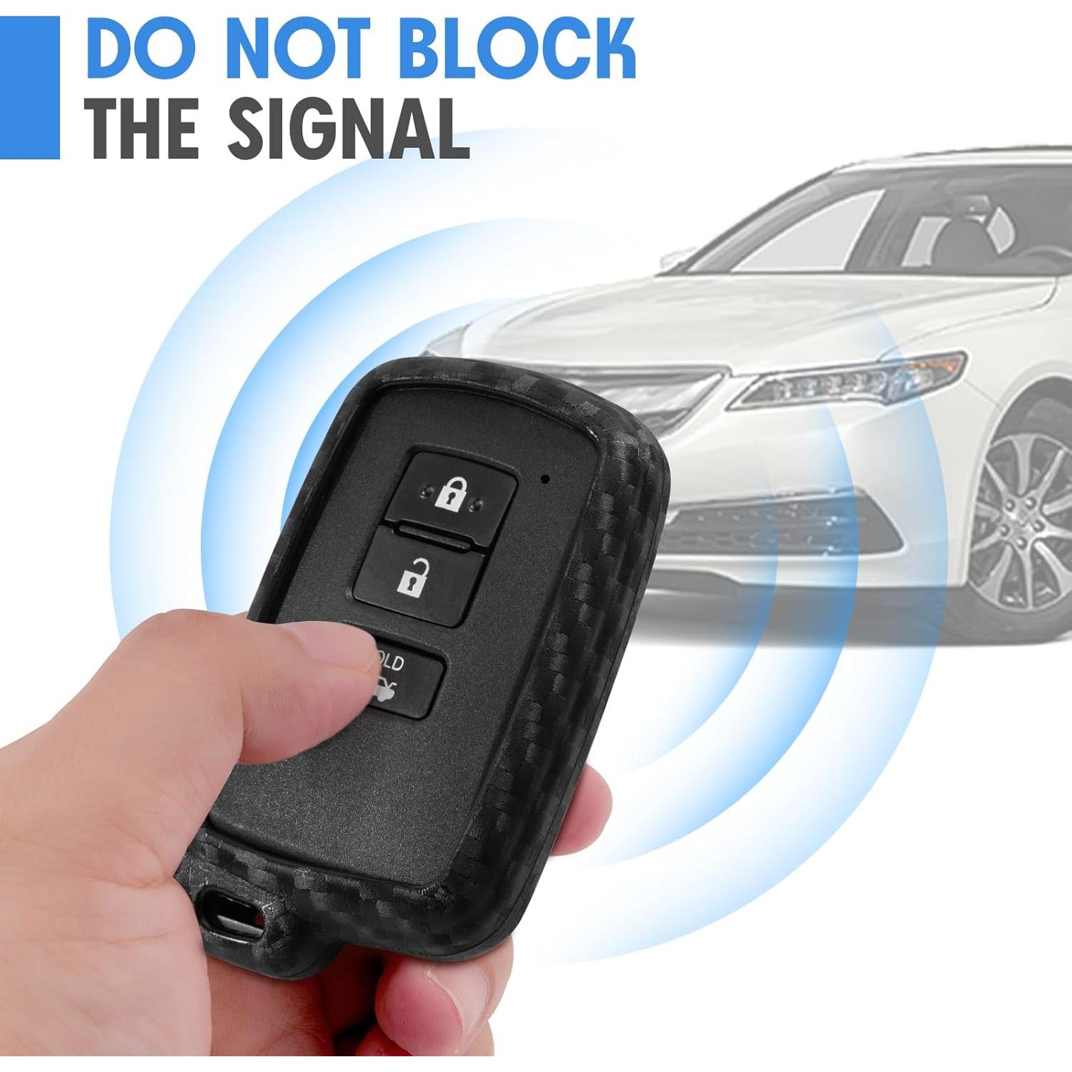 Funda de Llave Silicona Toyota 3 4 Botón Fibra Carbono 2 Pcs