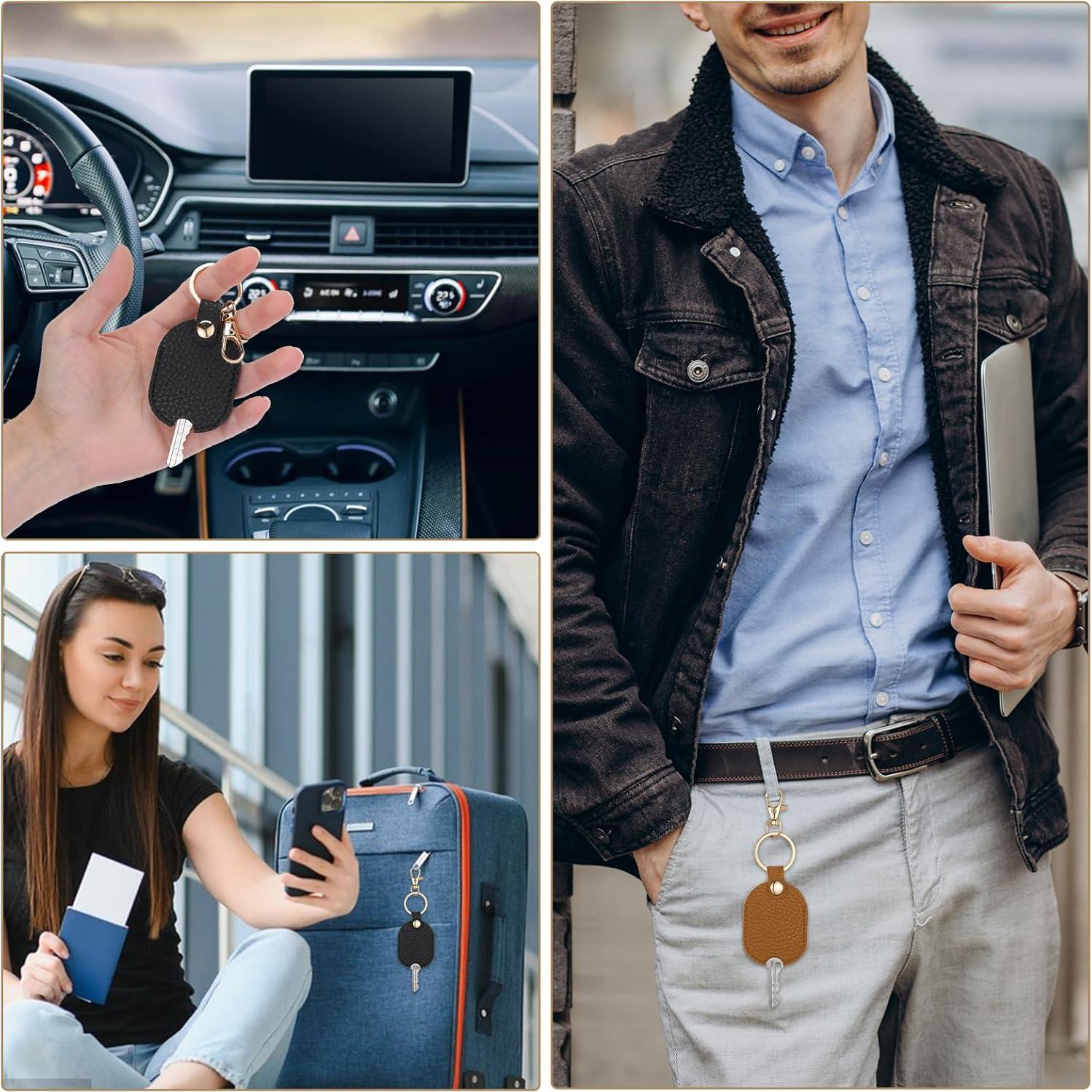 Funda de Llave de Coche 2PCS Cuero PU Vintage Negro Marrón