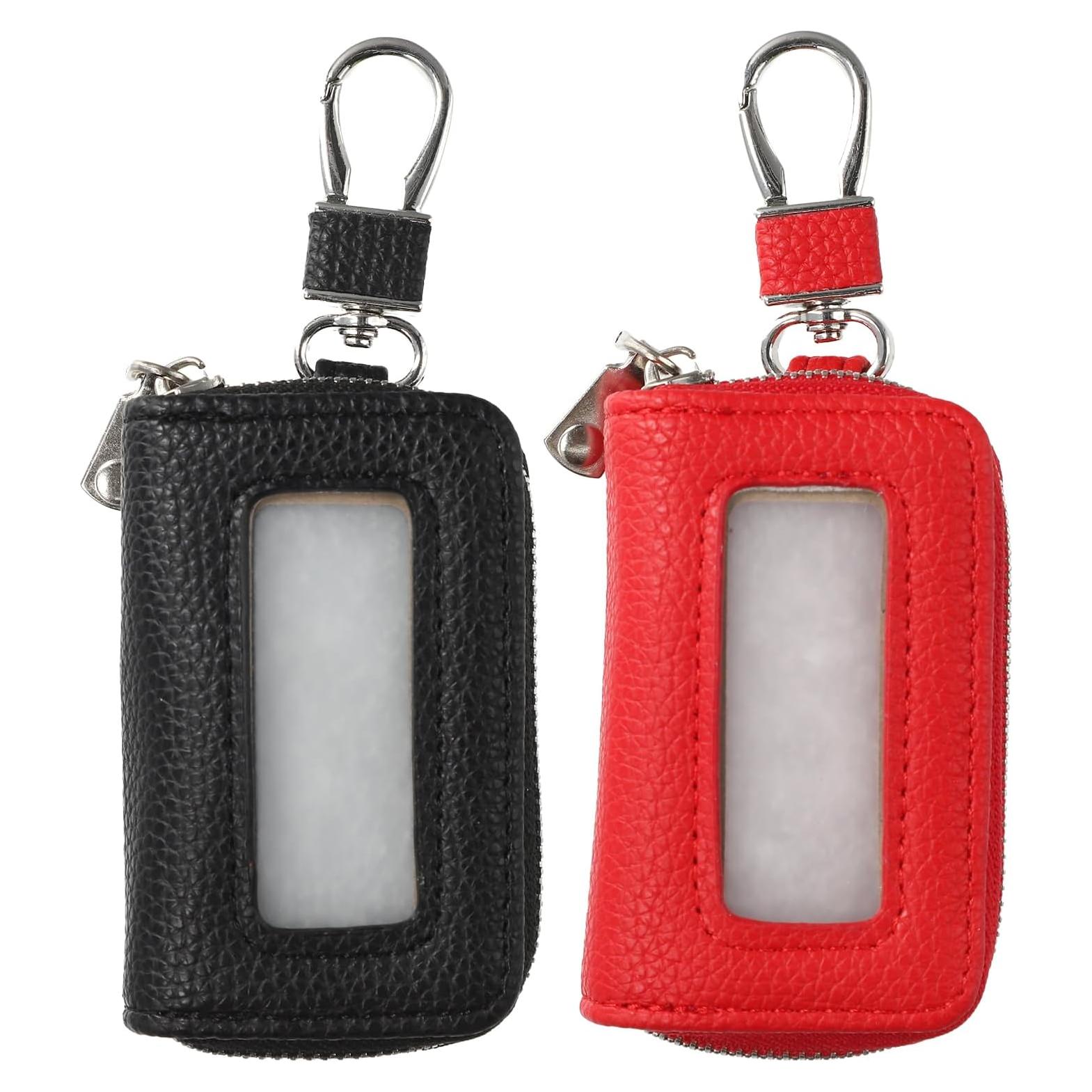 2 Fundas de Llave de Coche Universal Panthra - PU, Negro y Rojo