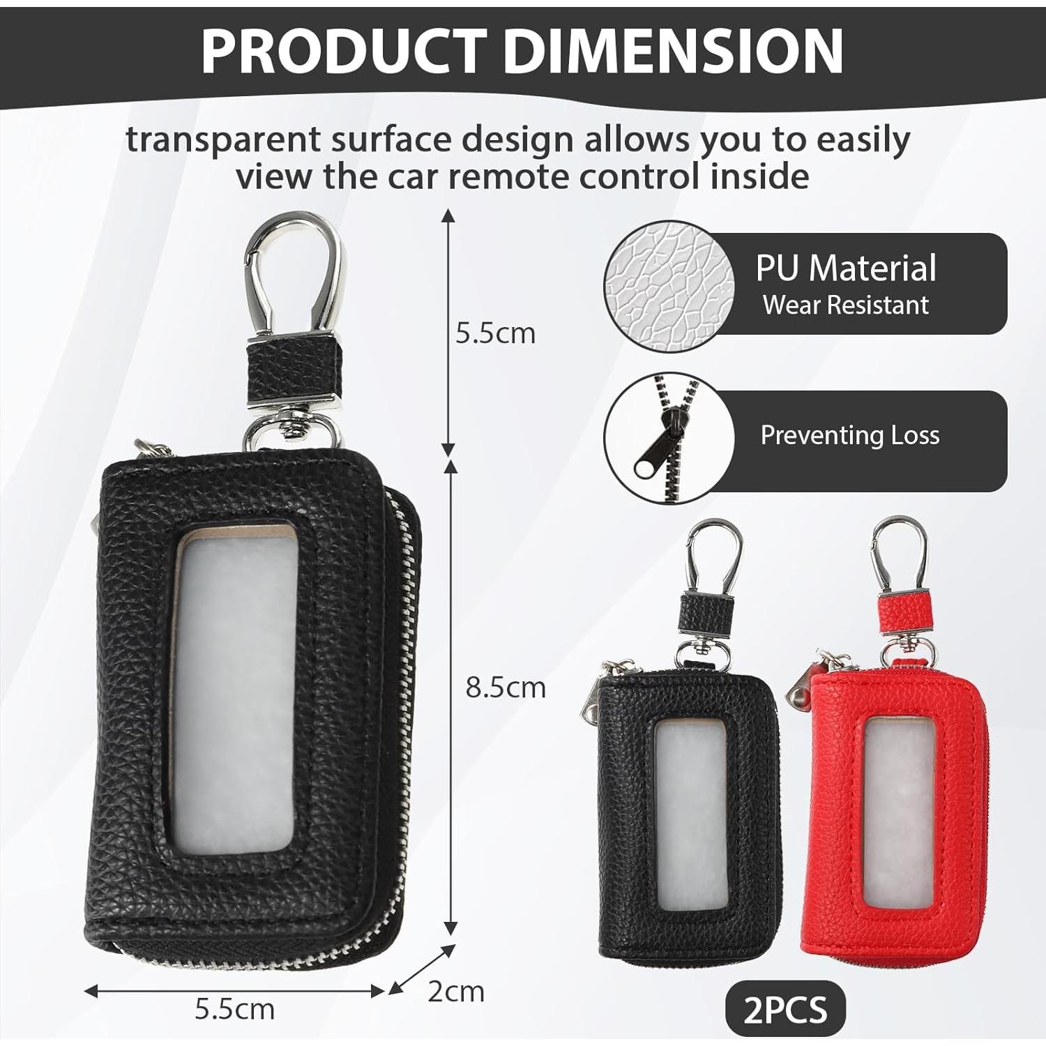 2 Fundas de Llave de Coche Universal Panthra - PU, Negro y Rojo
