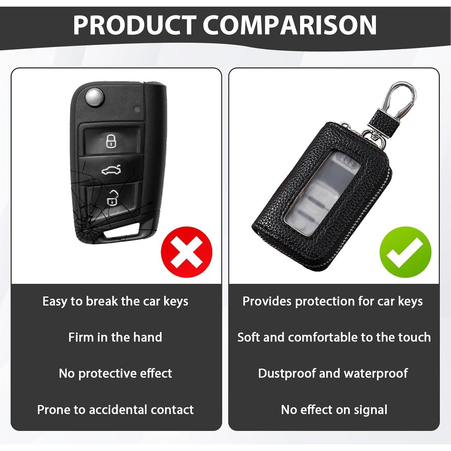 2 Fundas de Llave de Coche Universal Panthra - PU, Negro y Rojo