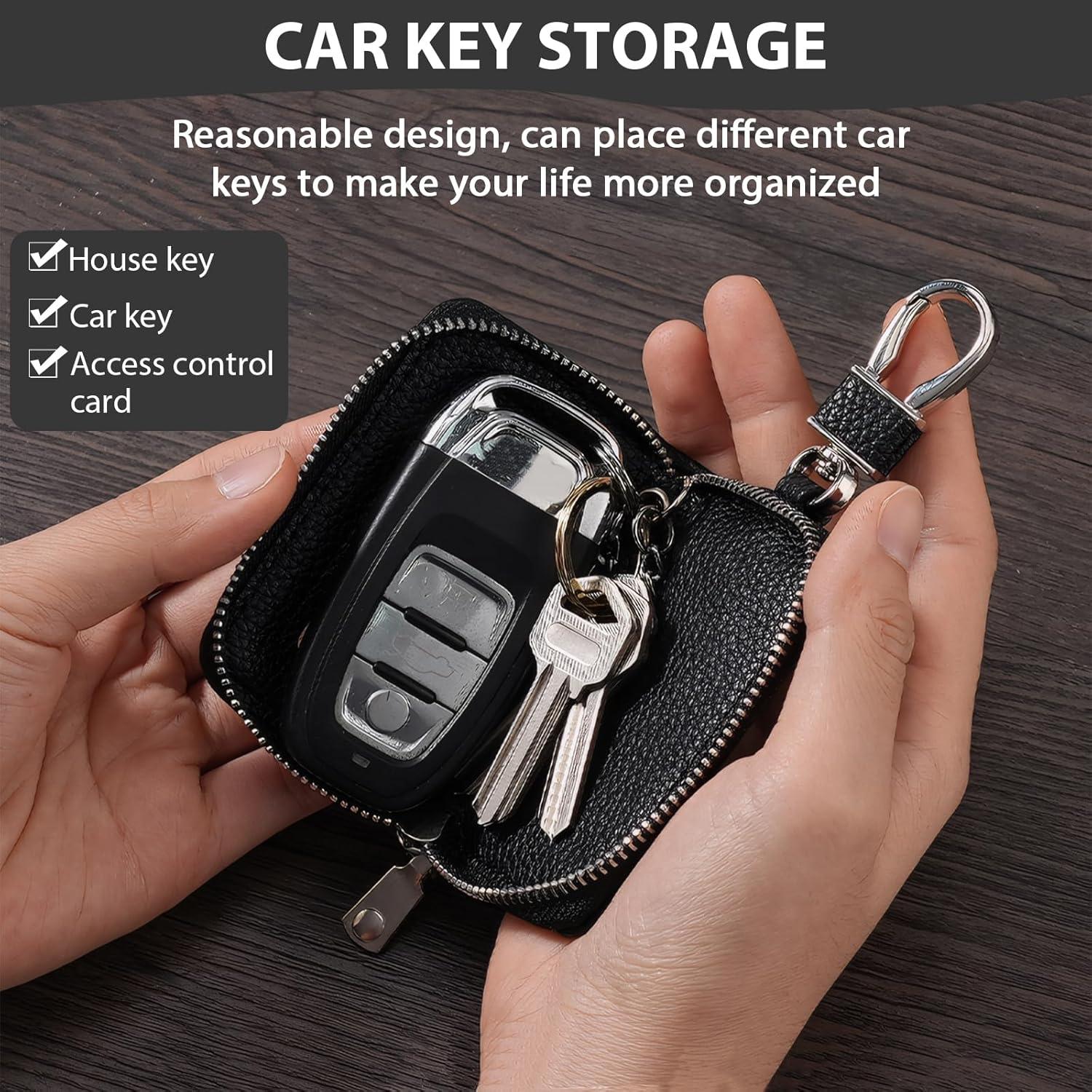 2 Fundas de Llave de Coche Universal Panthra - PU, Negro y Rojo