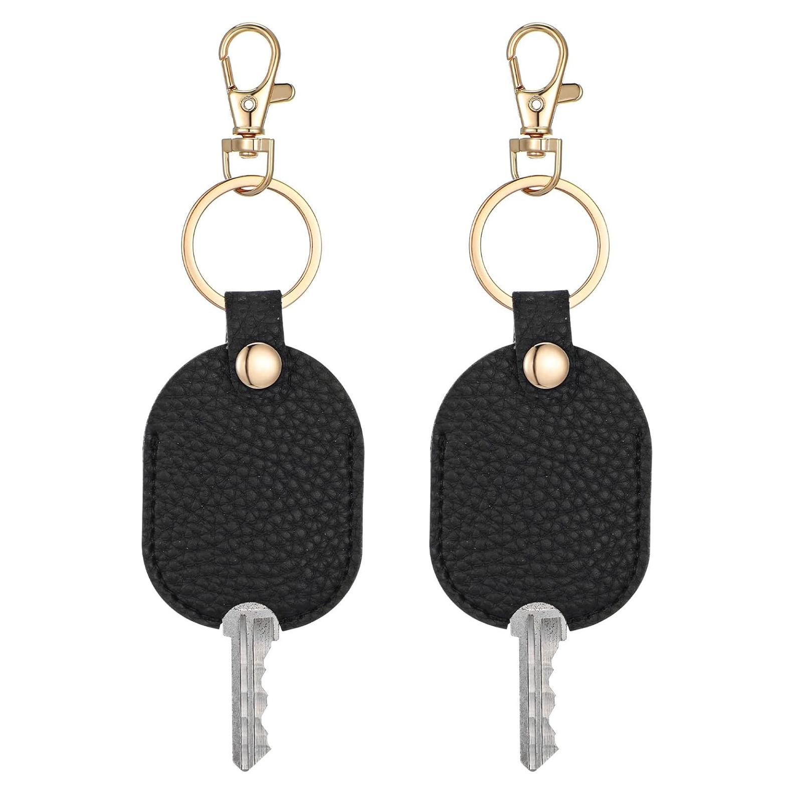 Funda de Llave de Cuero Negro 2 Pcs - Protector para Llaves de Coche