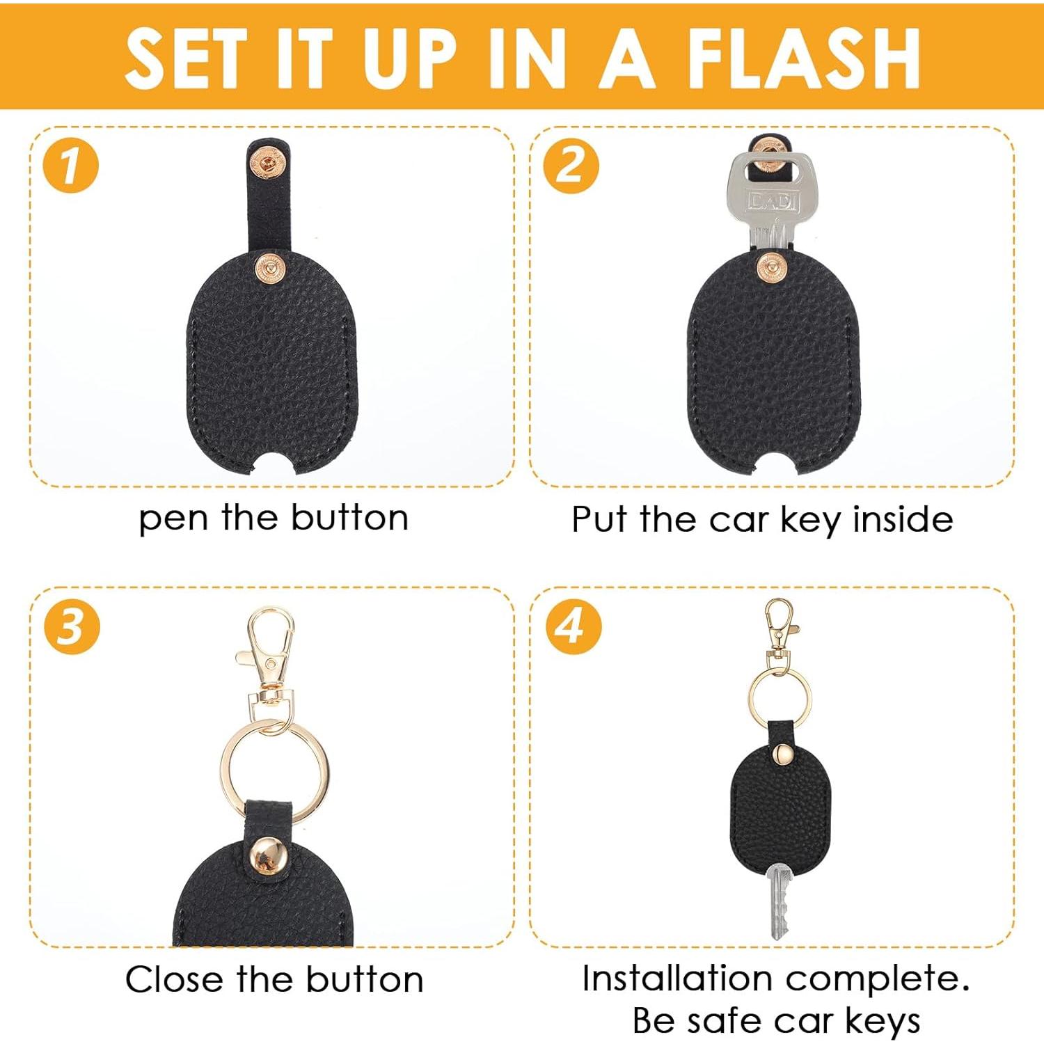 Funda de Llave de Cuero Negro 2 Pcs - Protector para Llaves de Coche