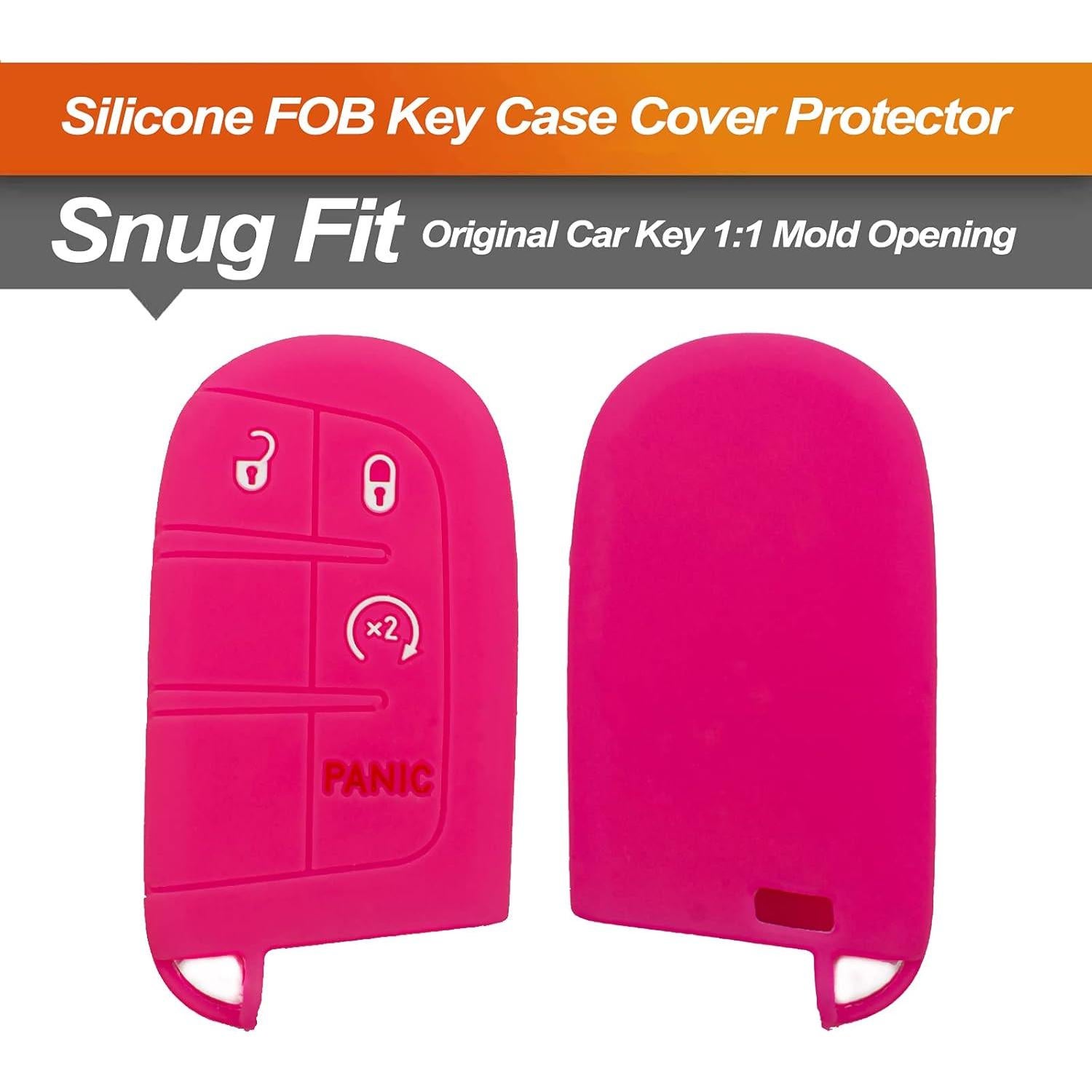 Cubierta de llavero de silicona EYANBIS para Dodge y Jeep - Negro/Rosa