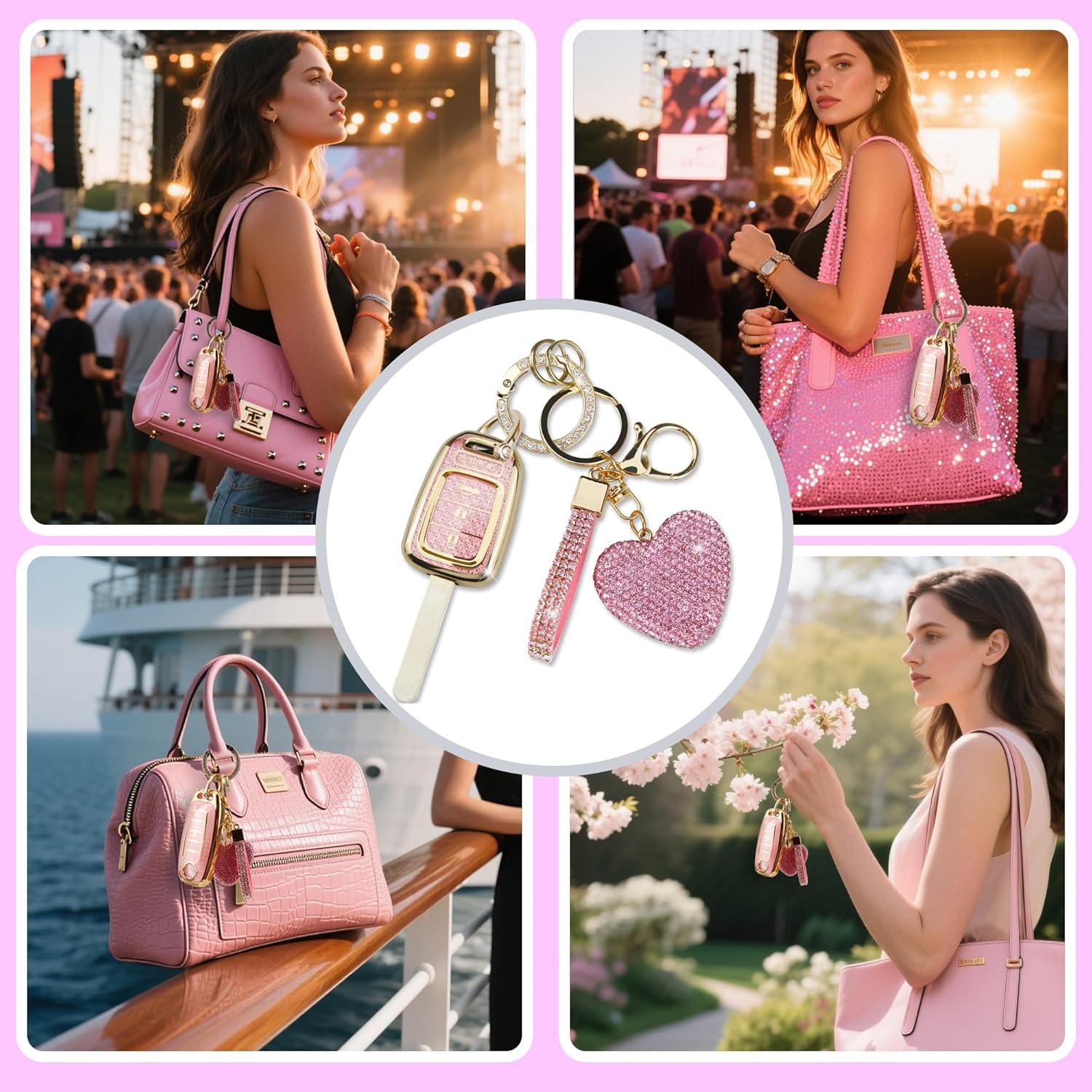 Cubierta de llavero Simocky Rosa para Honda 2013-2017 4 Botones