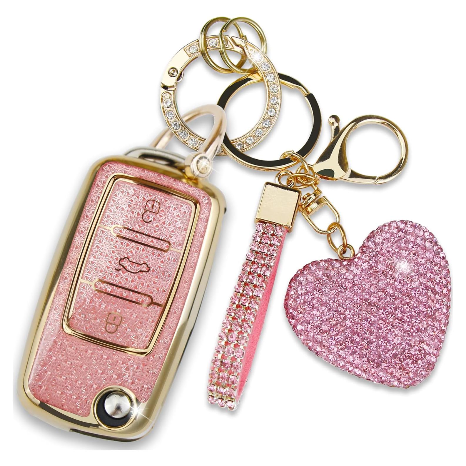 Cubierta de llavero Simocky para VW Rosa 3 botones - Protección total