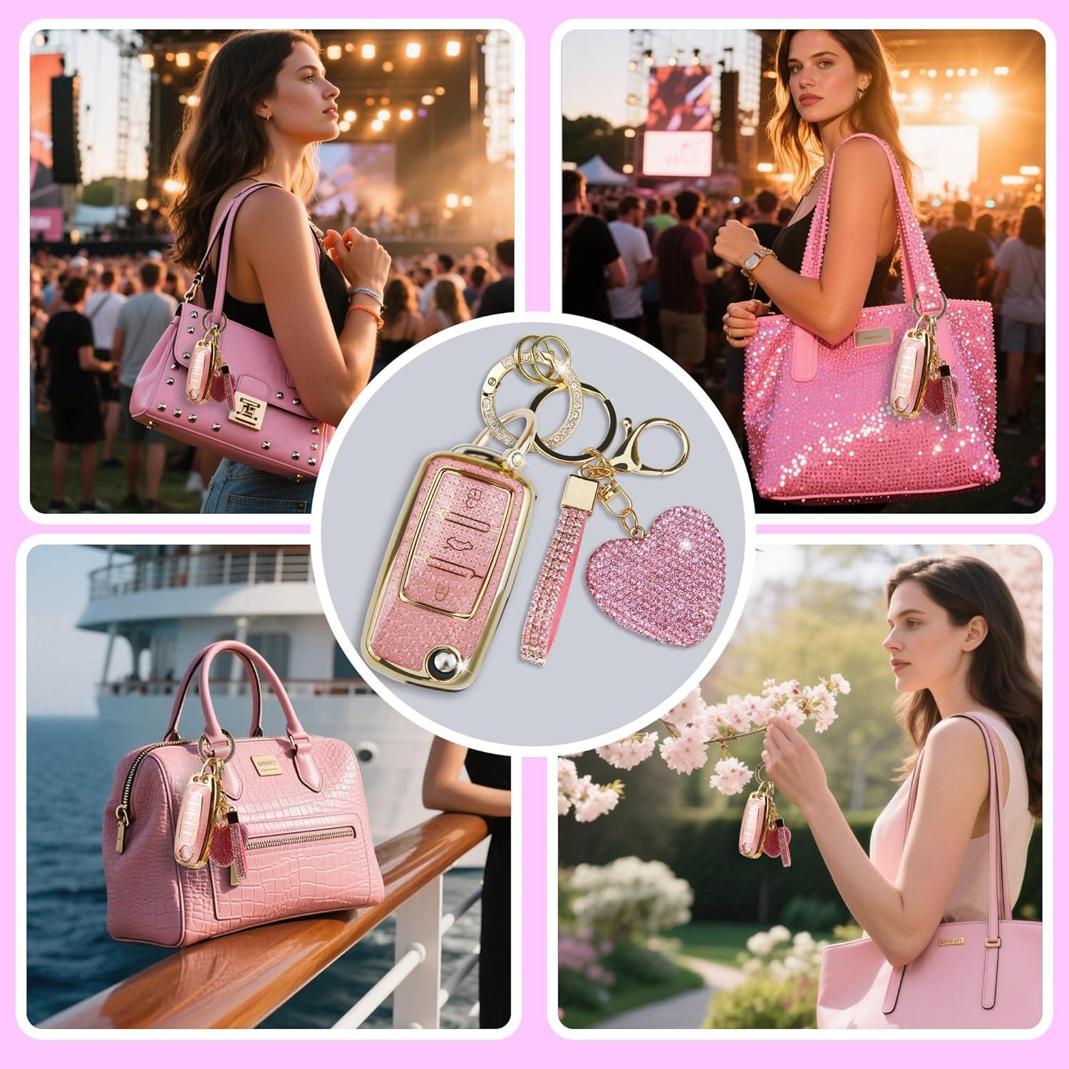 Cubierta de llavero Simocky para VW Rosa 3 botones - Protección total