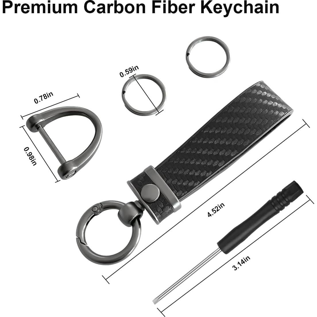 Llavero de Coche AUCELI de Fibra de Carbono Negro Antipérdida