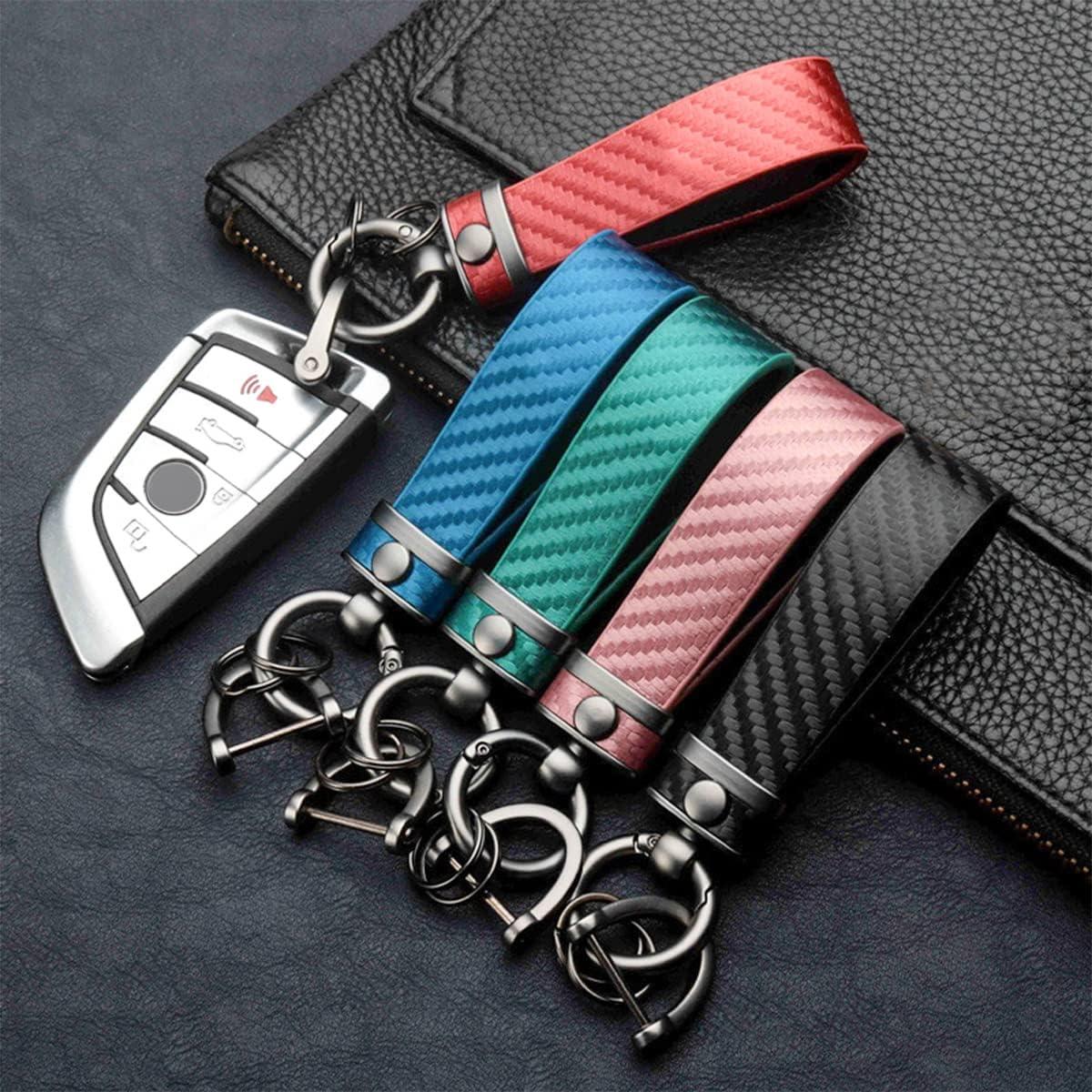 Llavero de Coche AUCELI de Fibra de Carbono Negro Antipérdida