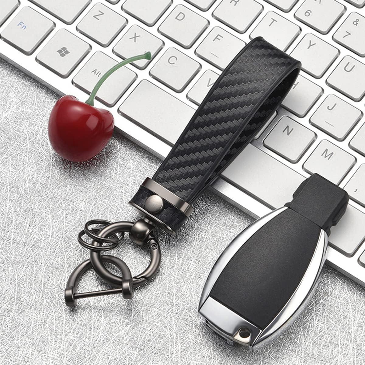 Llavero de Coche AUCELI de Fibra de Carbono Negro Antipérdida