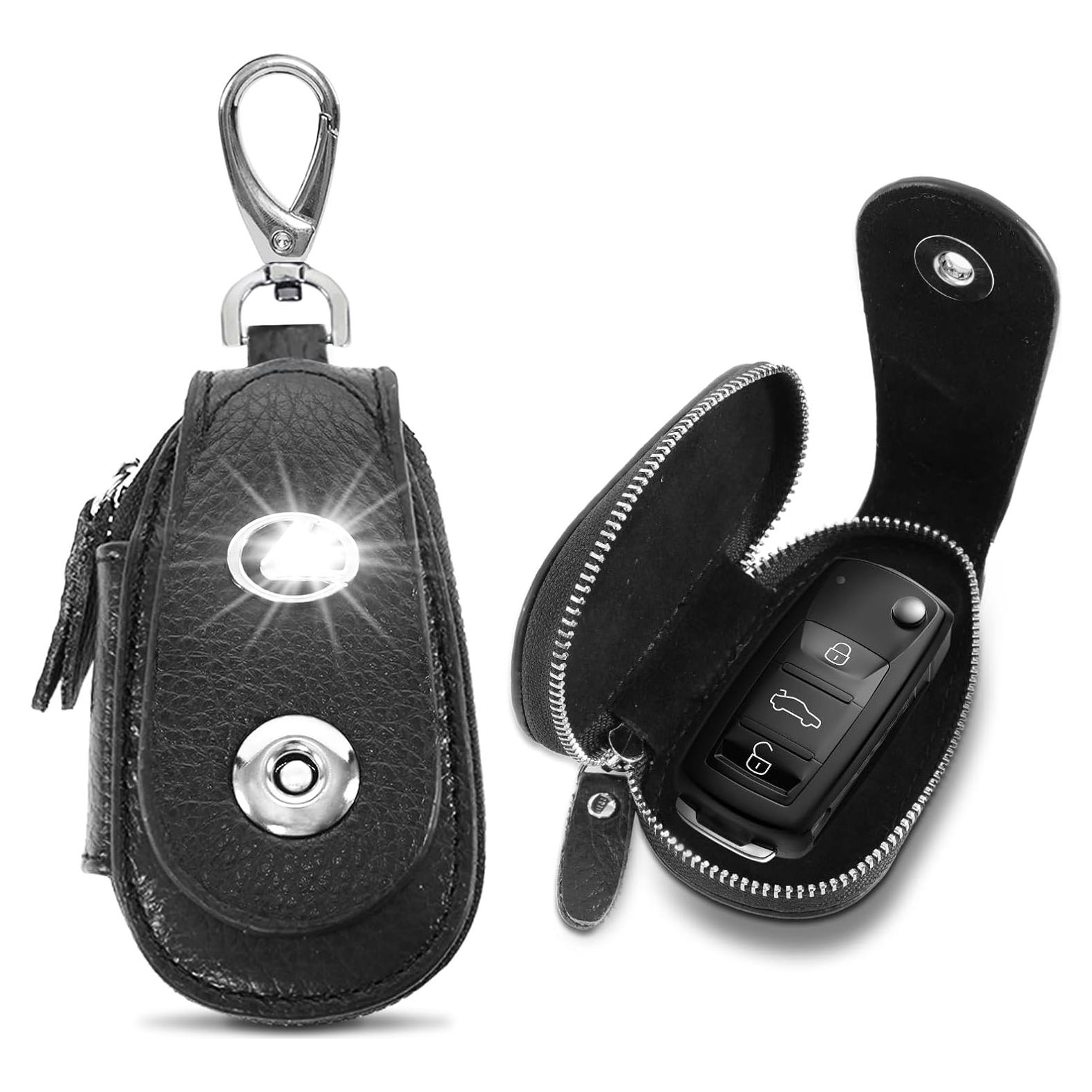 Funda de Llave de Coche SKvoen de Cuero Genuino Negra Universal