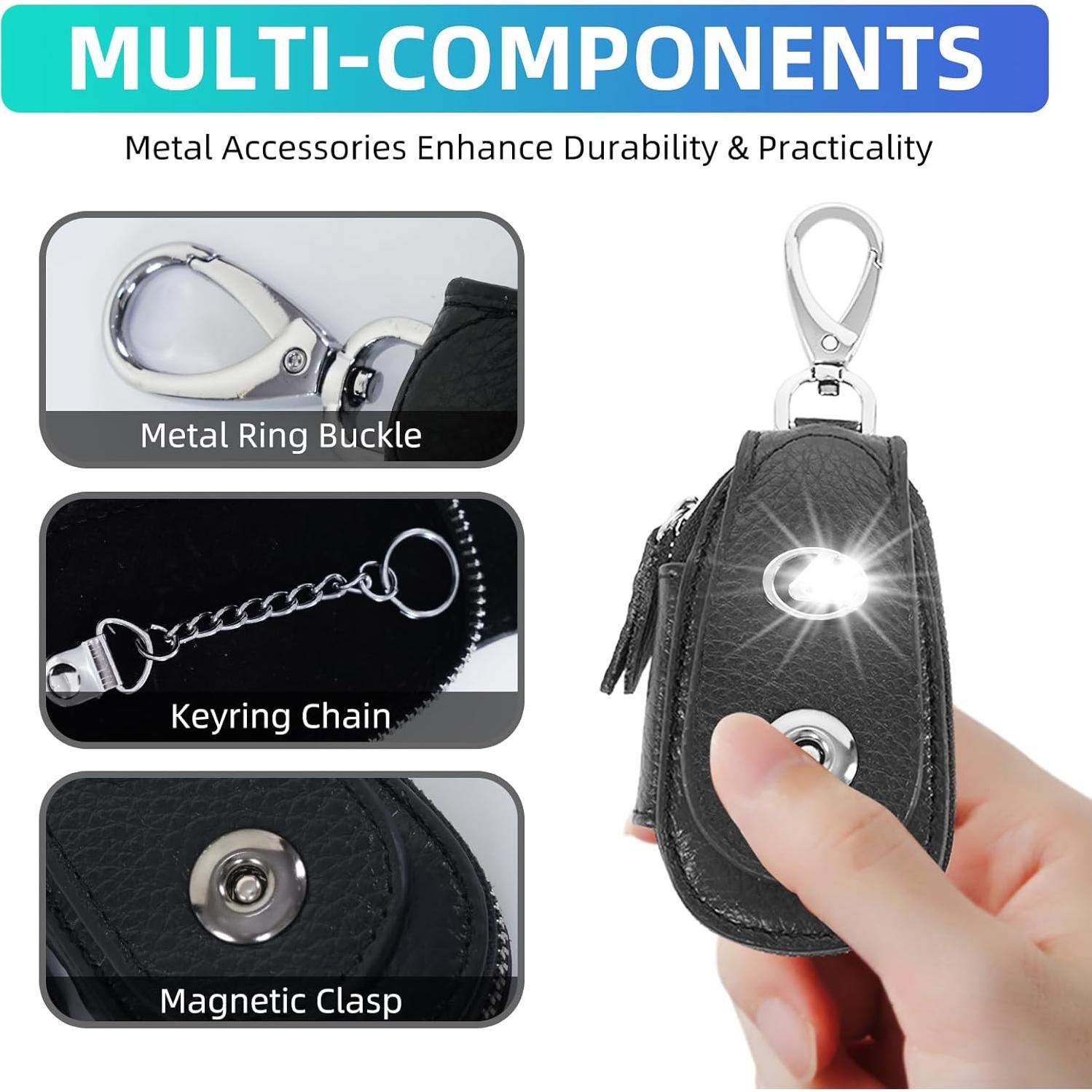 Funda de Llave de Coche SKvoen de Cuero Genuino Negra Universal