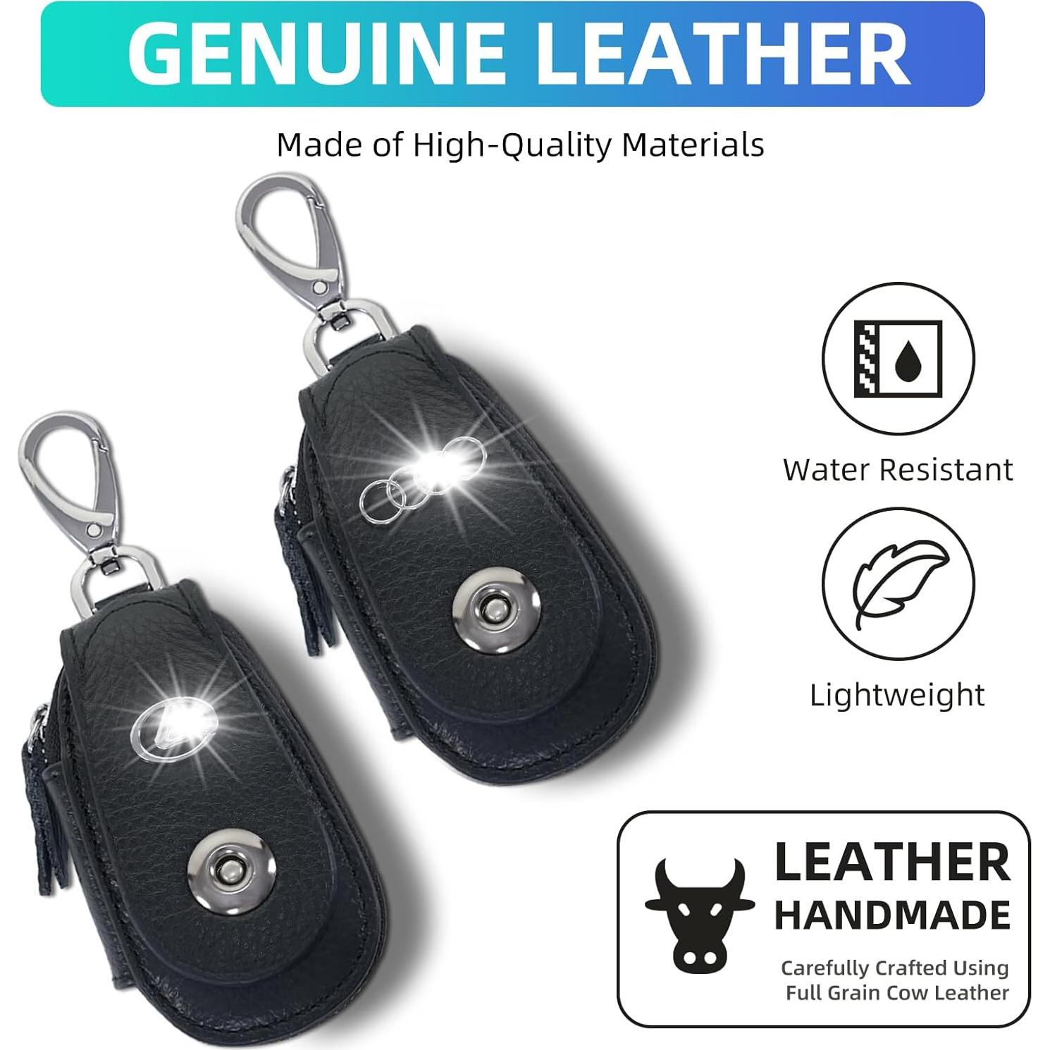 Funda de Llave de Coche SKvoen de Cuero Genuino Negra Universal