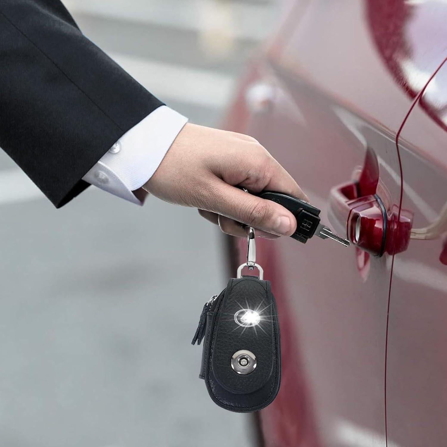Funda de Llave de Coche SKvoen de Cuero Genuino Negra Universal