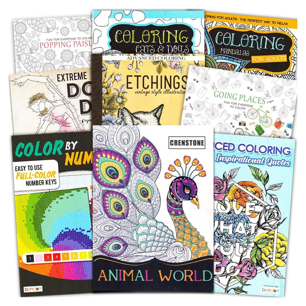 Conjunto de Libros para Colorear Crenstone 10 Deluxe Adultos