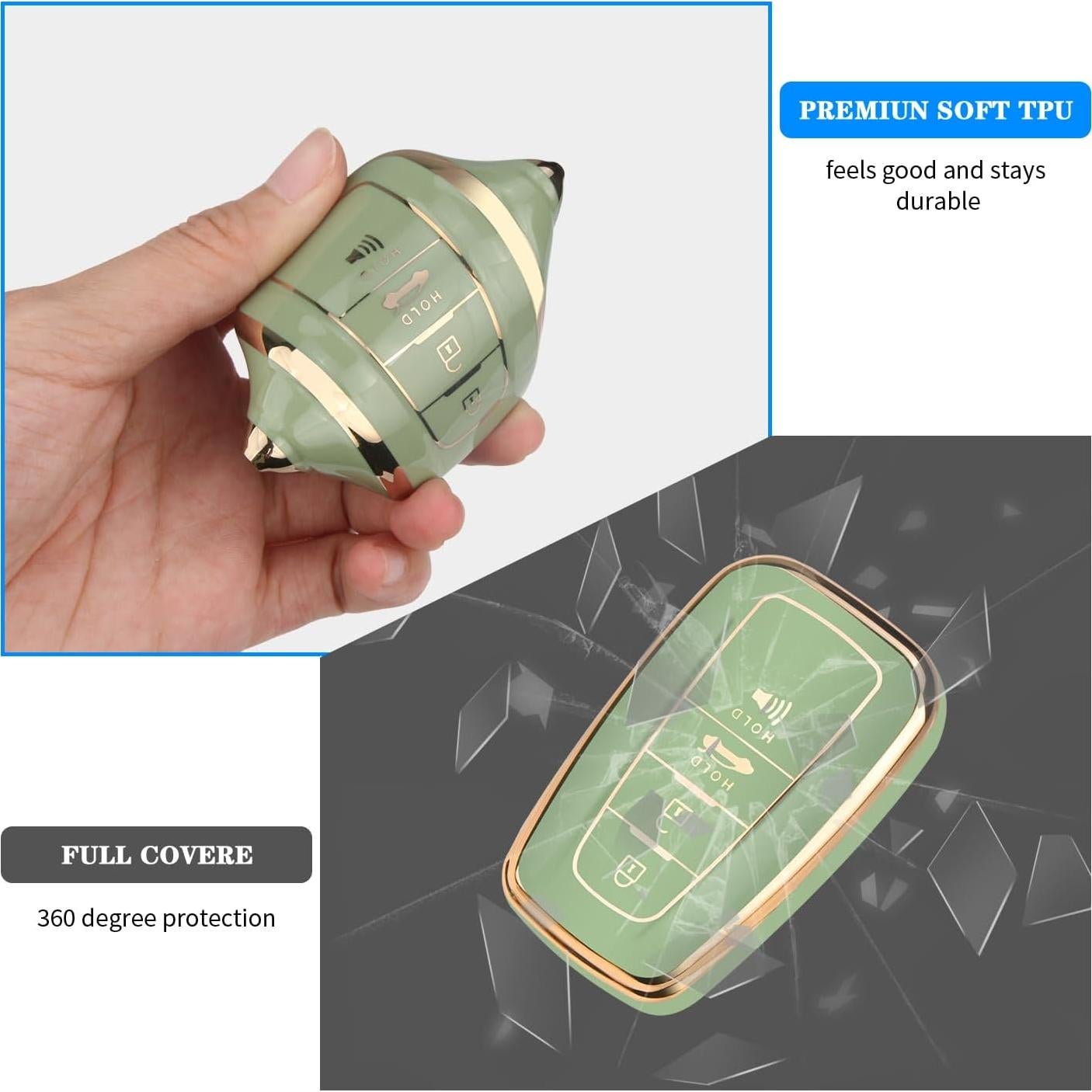 Funda de Llave QBUC para Toyota RAV4 Camry Corolla 2019-2025 Verde