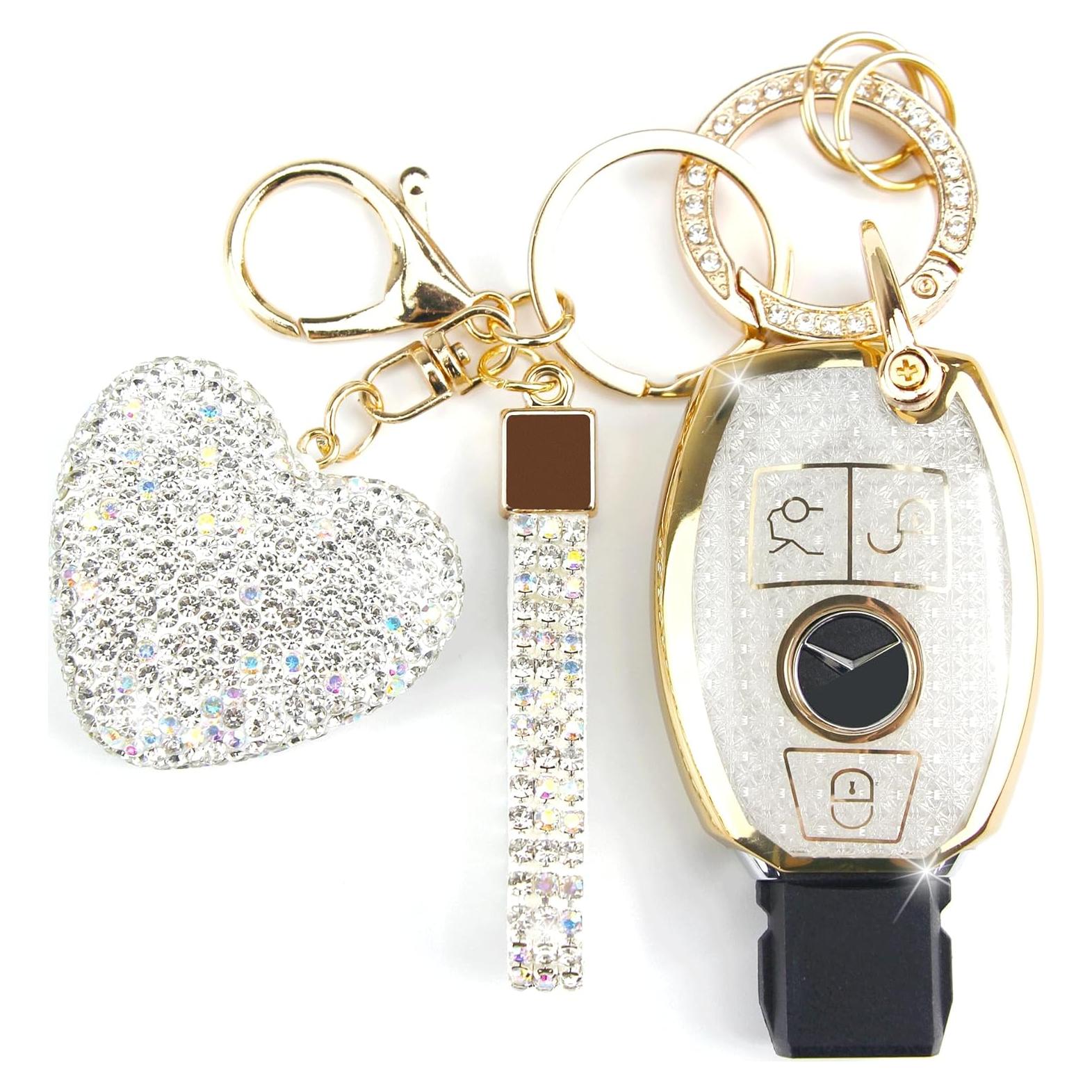 Cubierta de Llave YIKECASE para Mercedes Benz 3 Botones Blanco