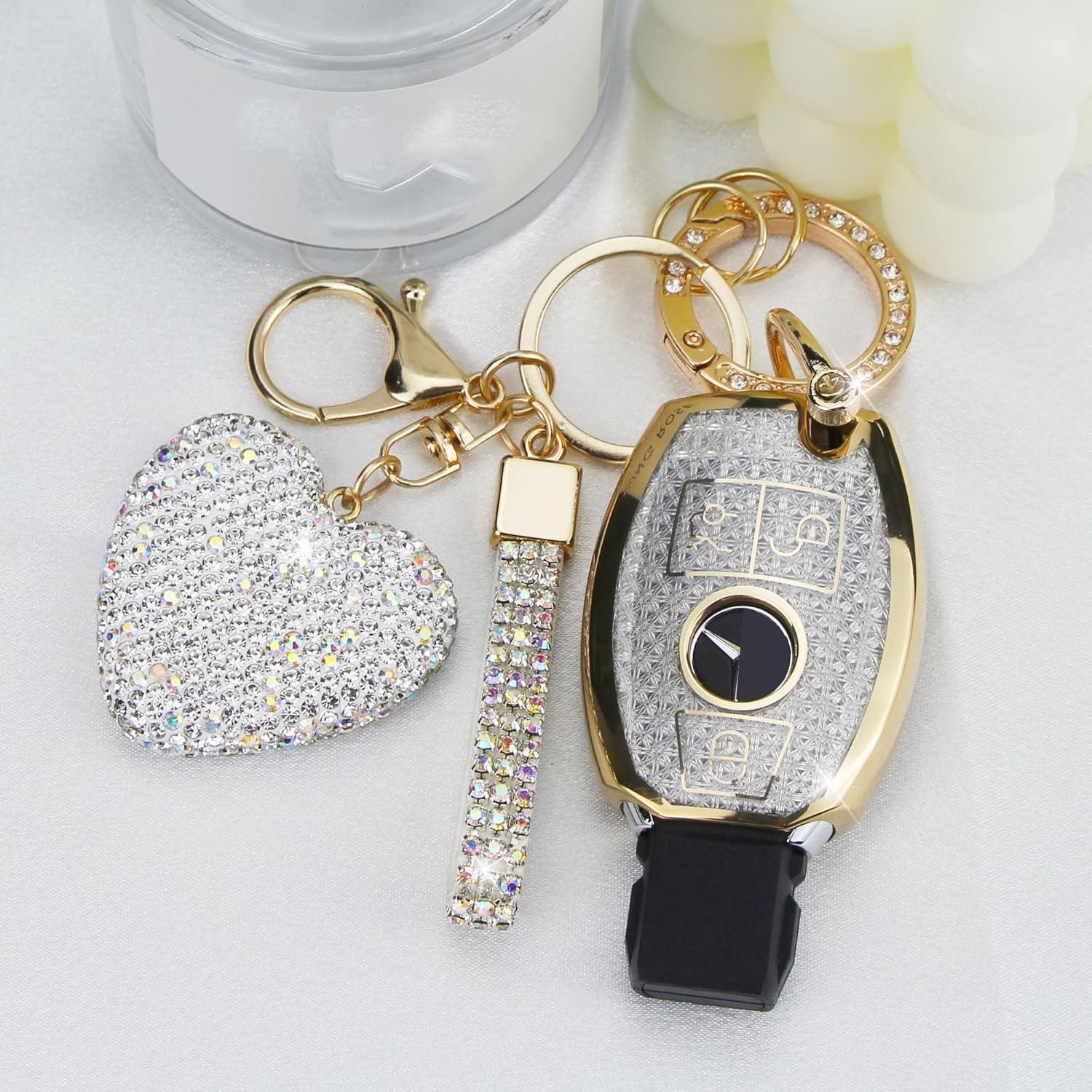 Cubierta de Llave YIKECASE para Mercedes Benz 3 Botones Blanco