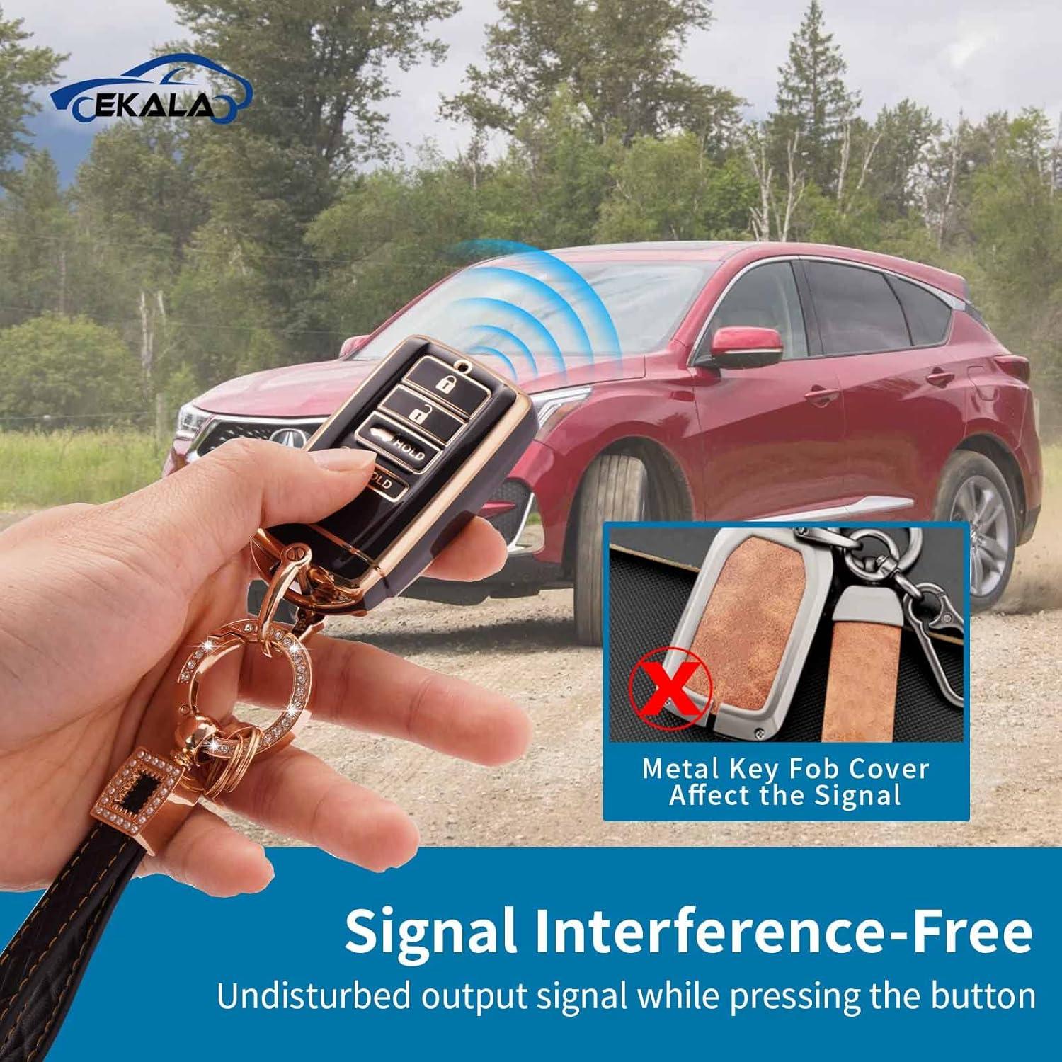 Funda de Llave de Coche EKALA para Acura con Lanyard de Cuero