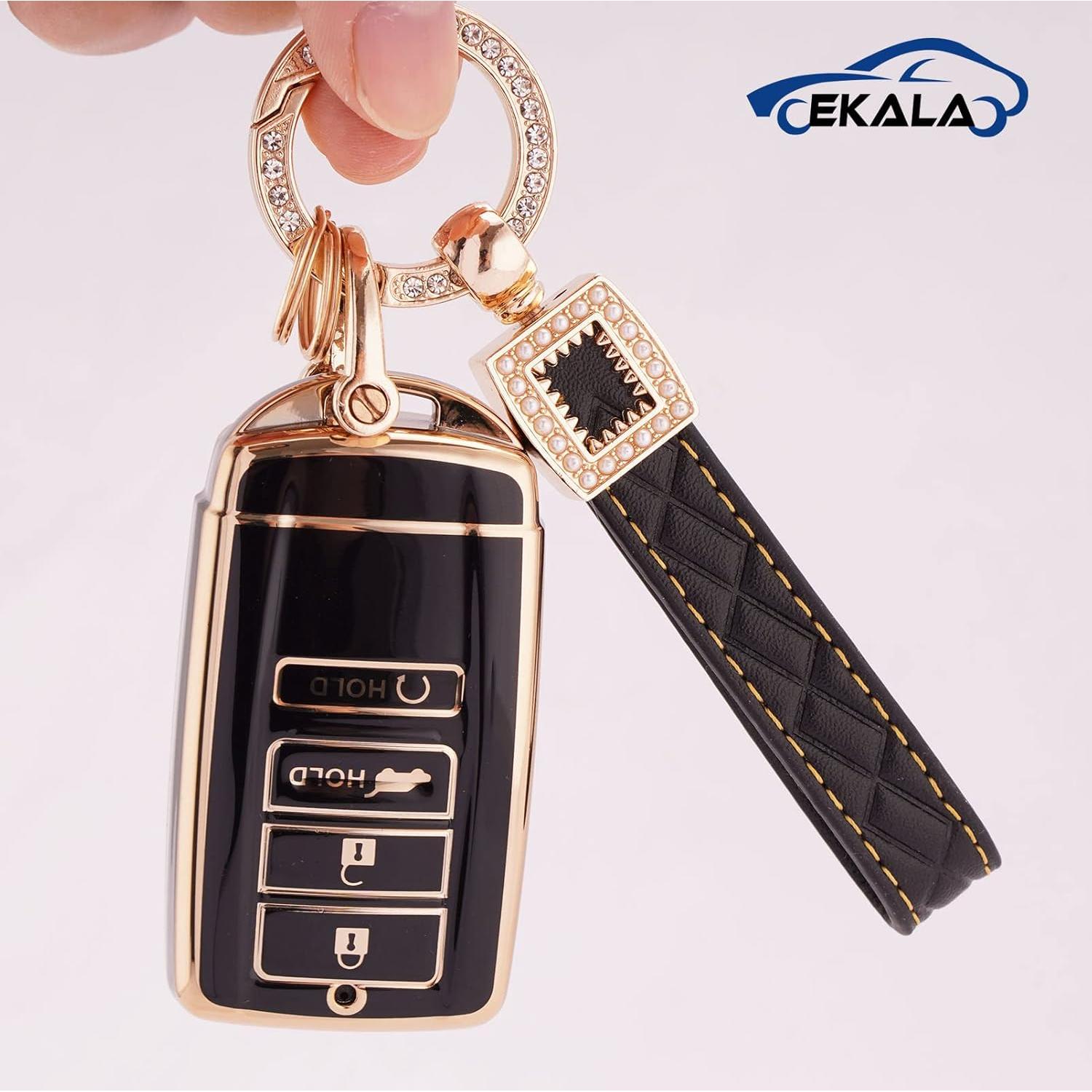 Funda de Llave de Coche EKALA para Acura con Lanyard de Cuero
