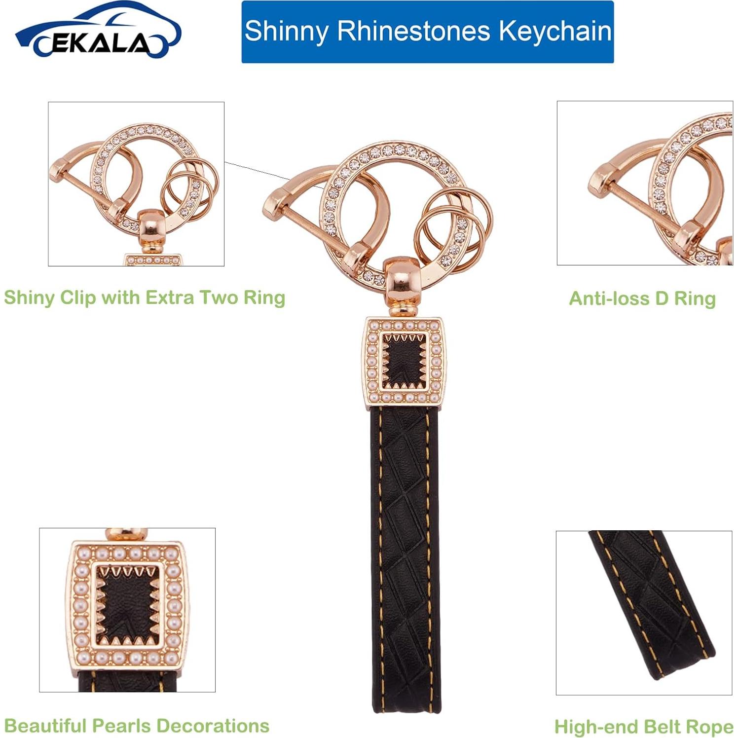 Funda de Llave de Coche EKALA para Acura con Lanyard de Cuero