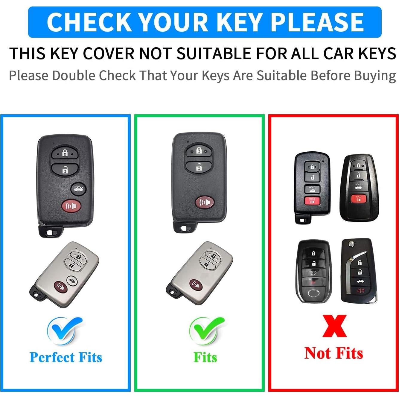 Cubierta de Llave QBUC para Toyota Camry/Avalon/Corolla - Plata-Azul