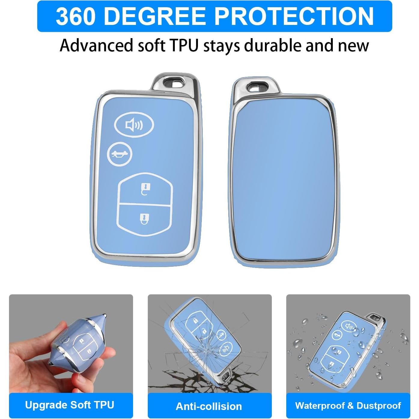 Cubierta de Llave QBUC para Toyota Camry/Avalon/Corolla - Plata-Azul