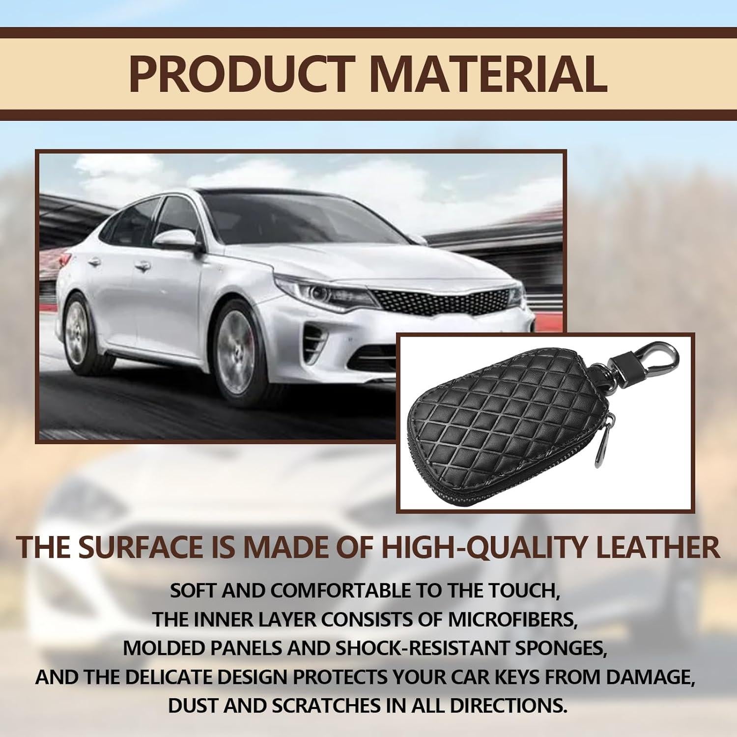 Funda de Llave de Auto Pleoos de Cuero Negro Universal