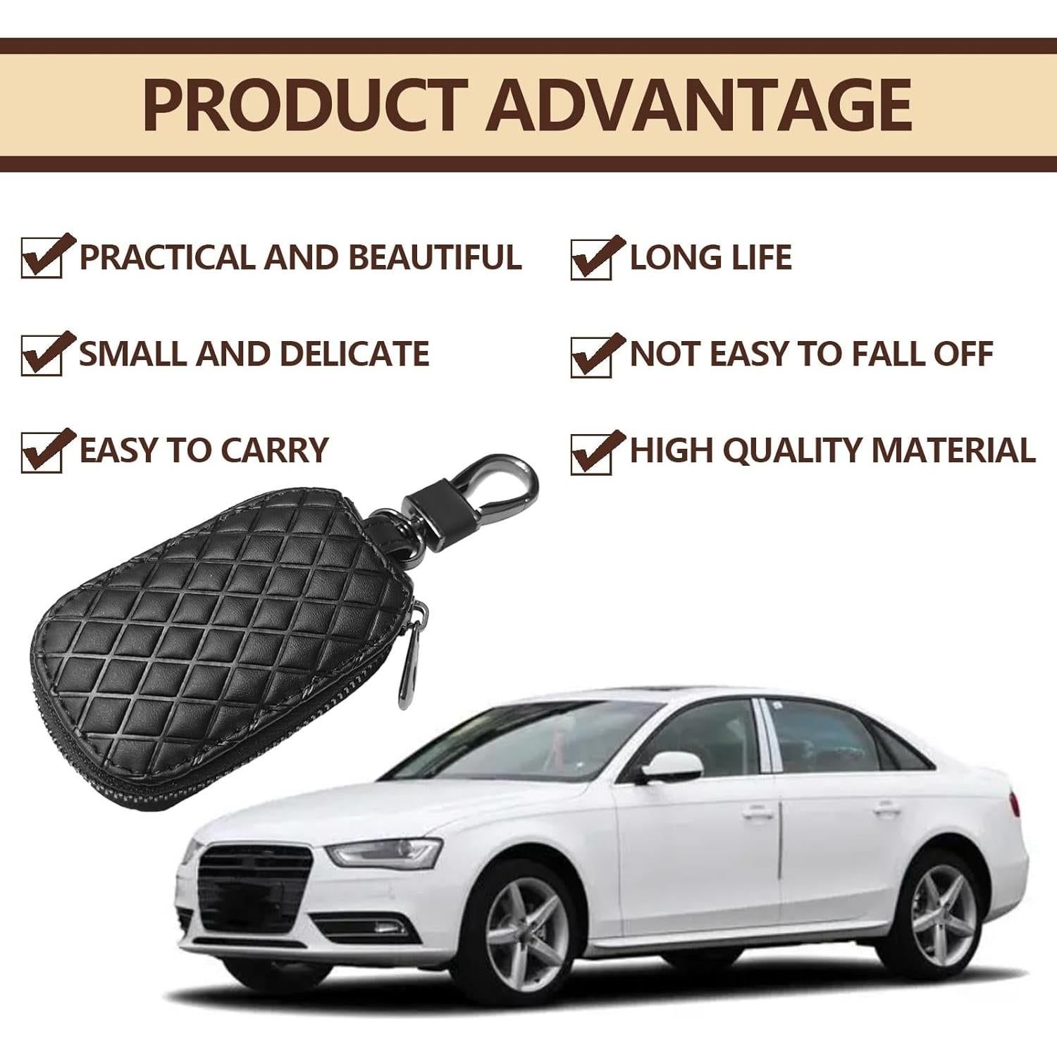 Funda de Llave de Auto Pleoos de Cuero Negro Universal