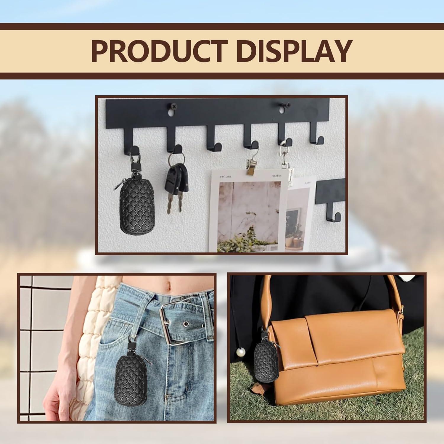 Funda de Llave de Auto Pleoos de Cuero Negro Universal